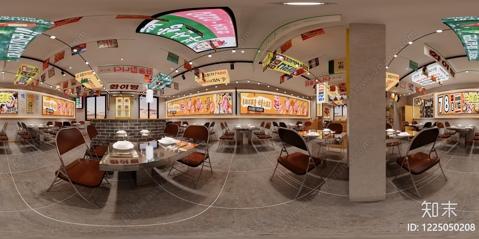 复古工业风自助餐厅3D模型下载【ID:1225050208】