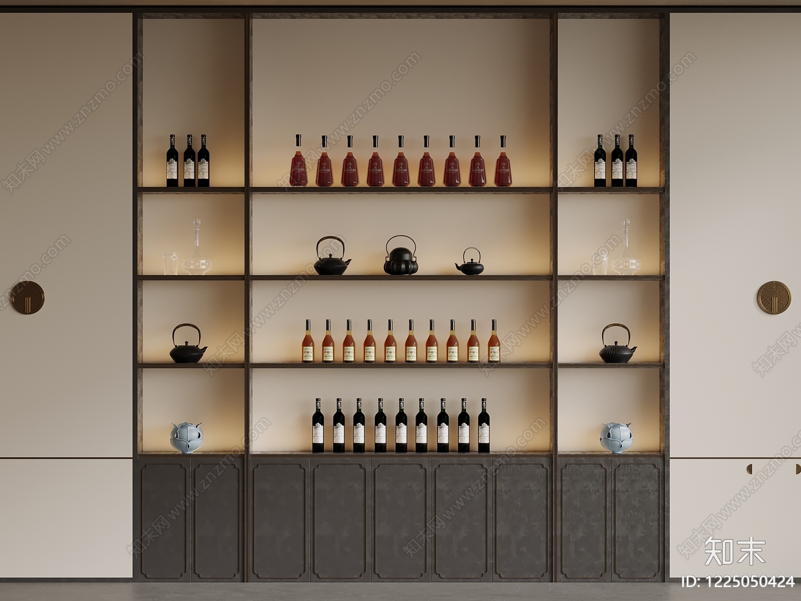 新中式酒架3D模型下载【ID:1225050424】