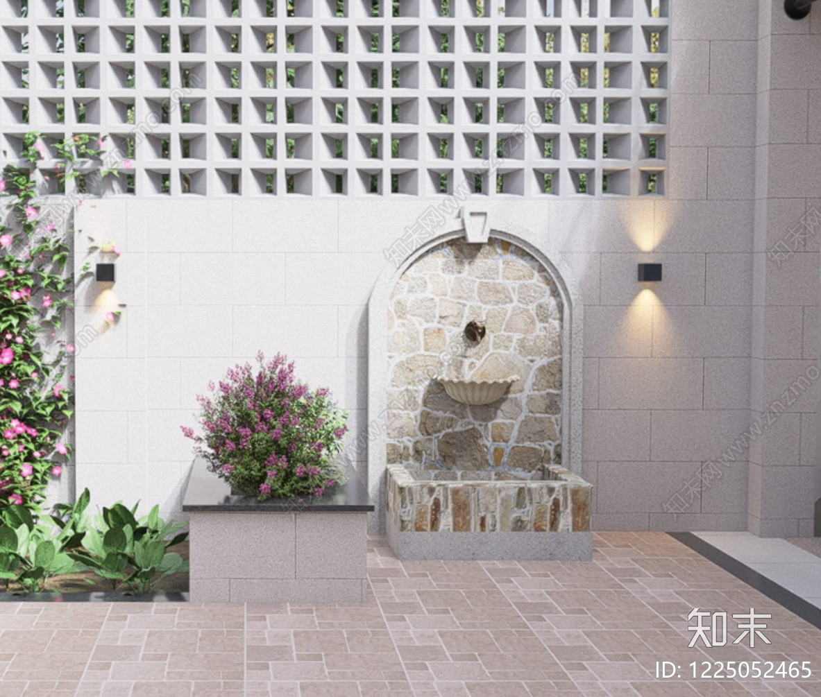 欧式庭院小品SU模型草图