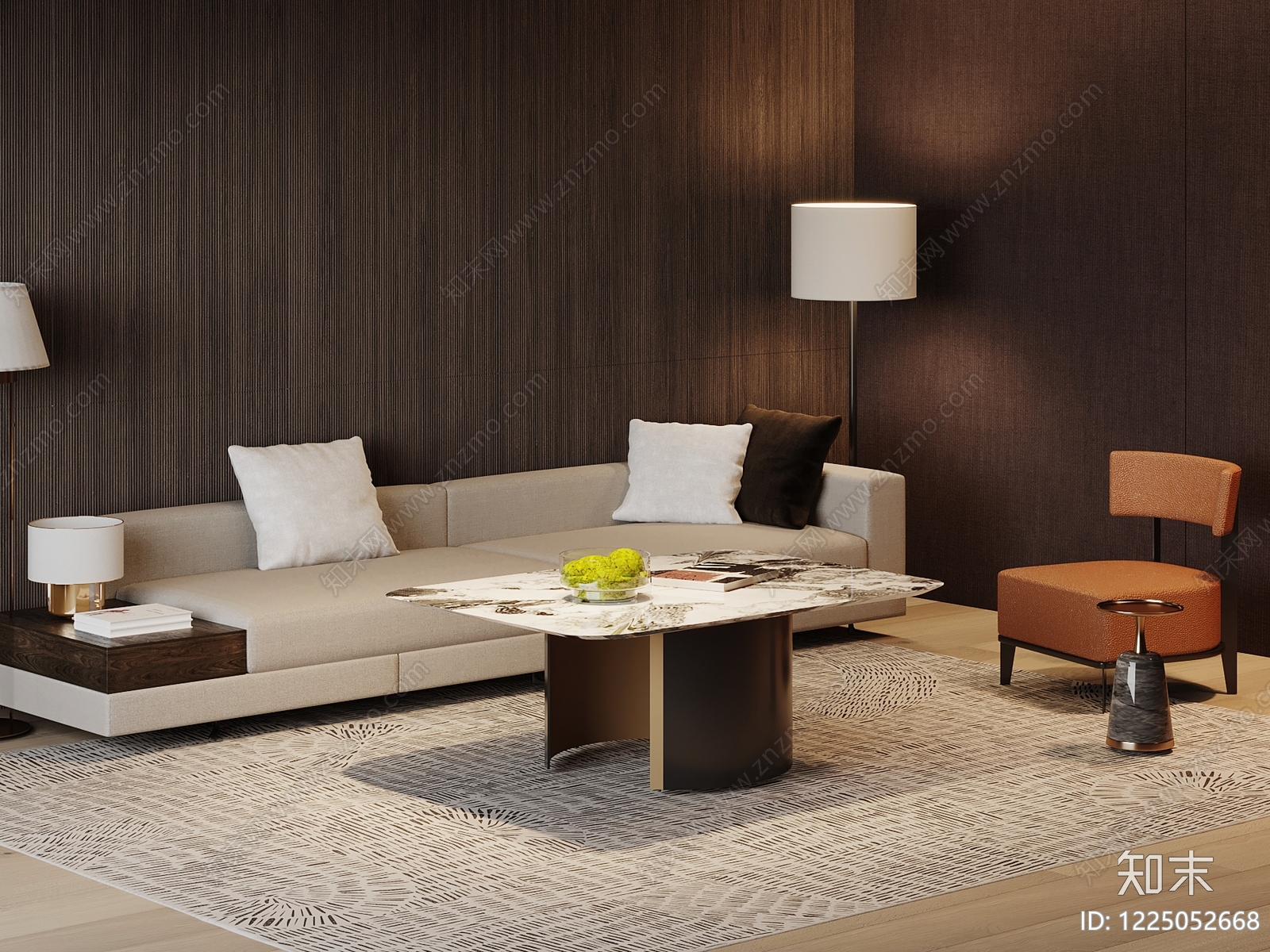 轻奢三人沙发3D模型下载【ID:1225052668】