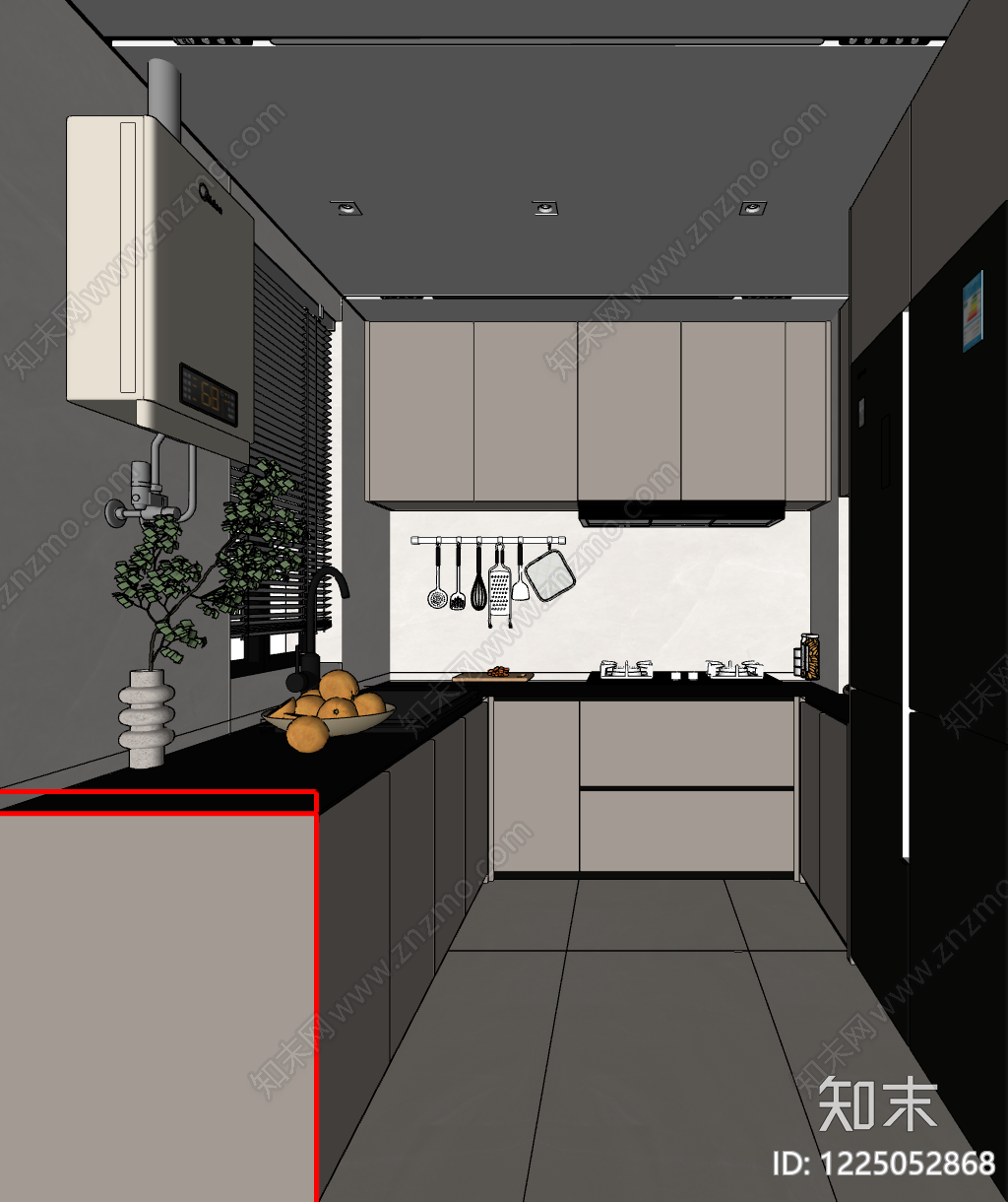 现代简约封闭式厨房SU模型下载【ID:1225052868】