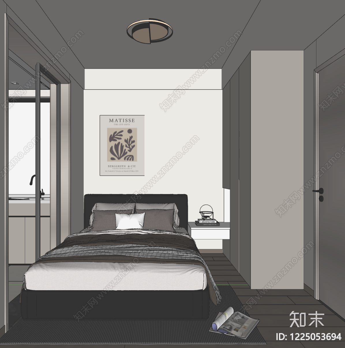 现代简约家居卧室SU模型下载【ID:1225053694】