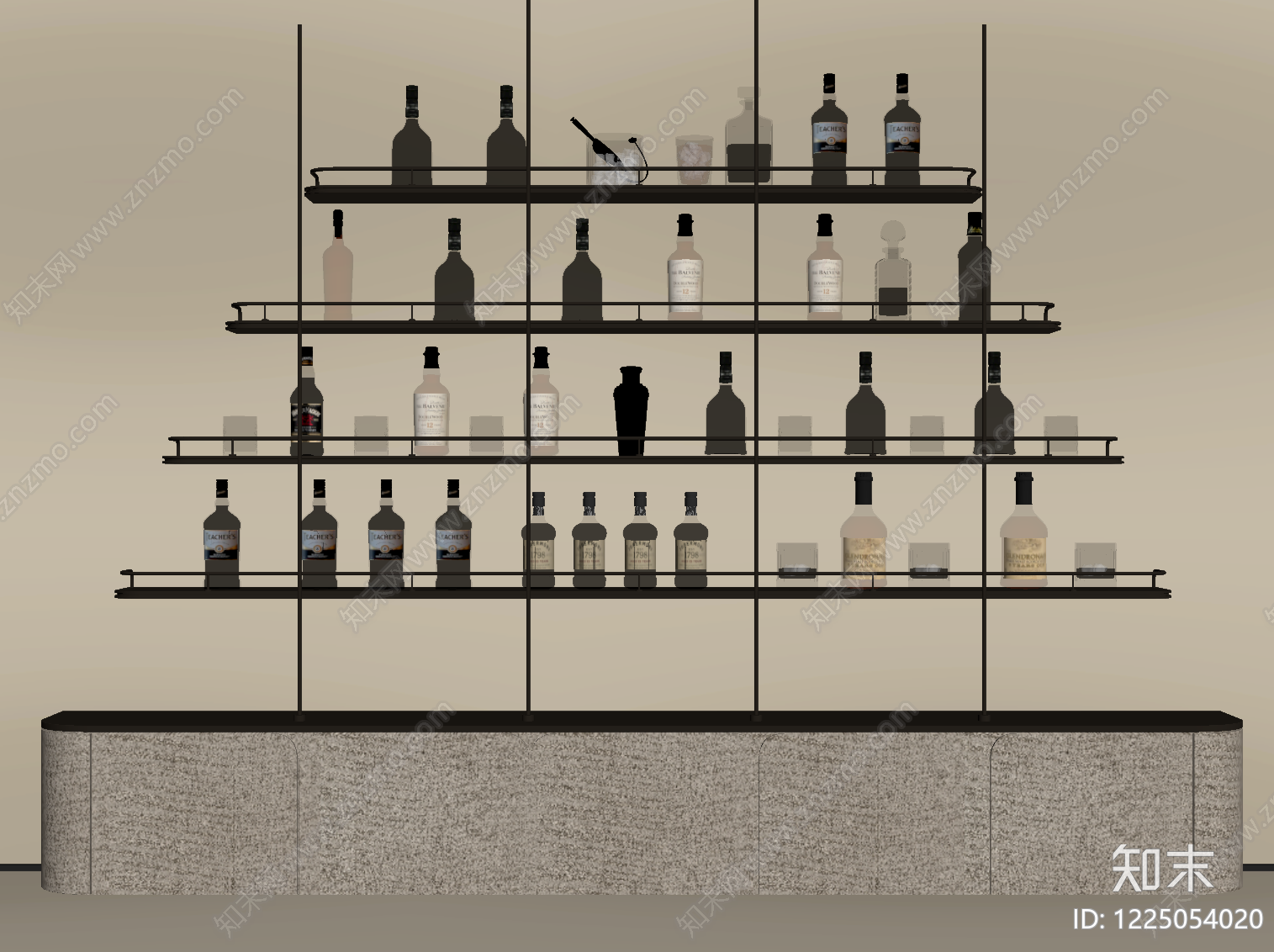 轻奢酒架SU模型下载【ID:1225054020】