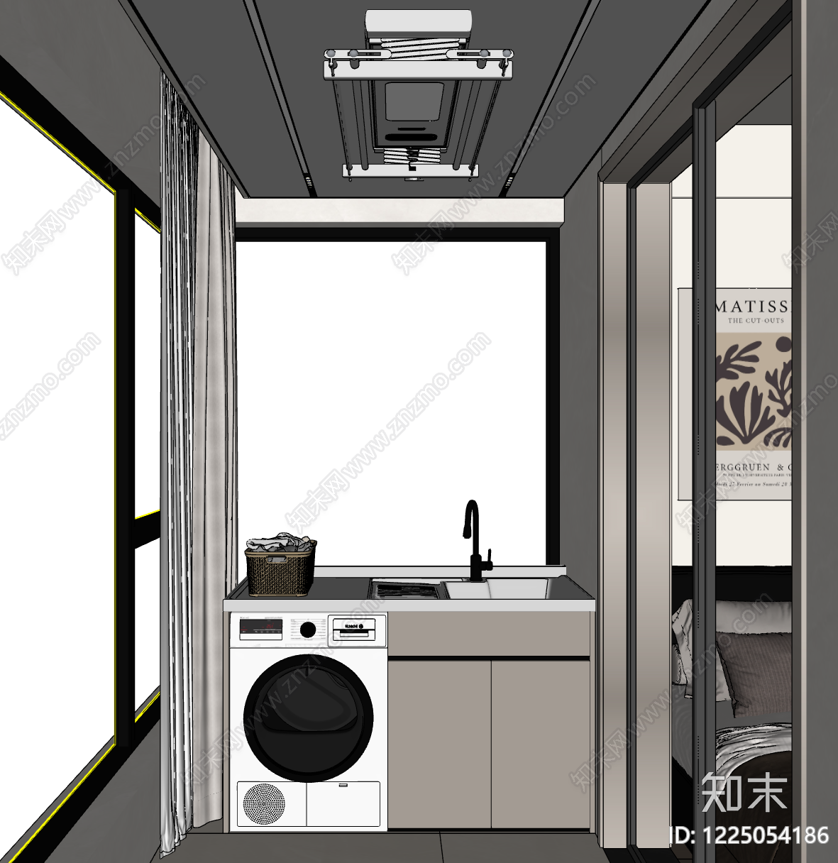 现代简约家居阳台SU模型下载【ID:1225054186】