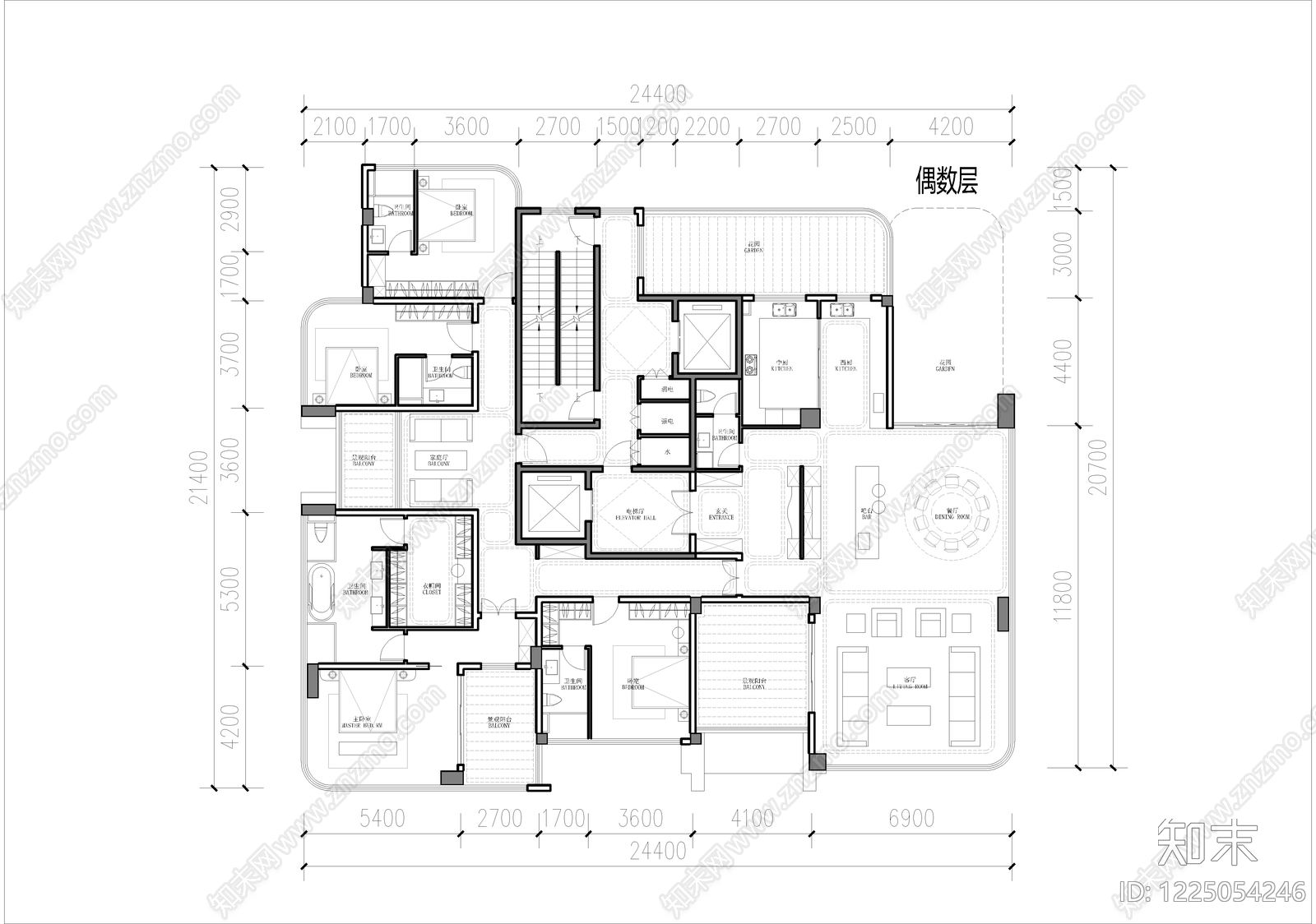 高层住宅cad施工图下载【ID:1225054246】
