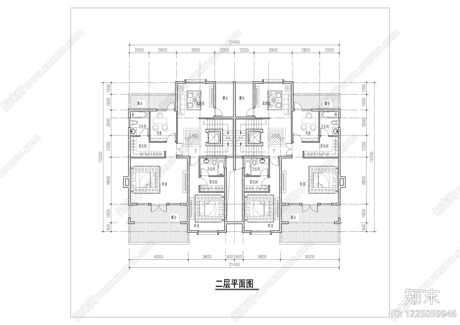 别墅建筑cad施工图下载【ID:1225059946】