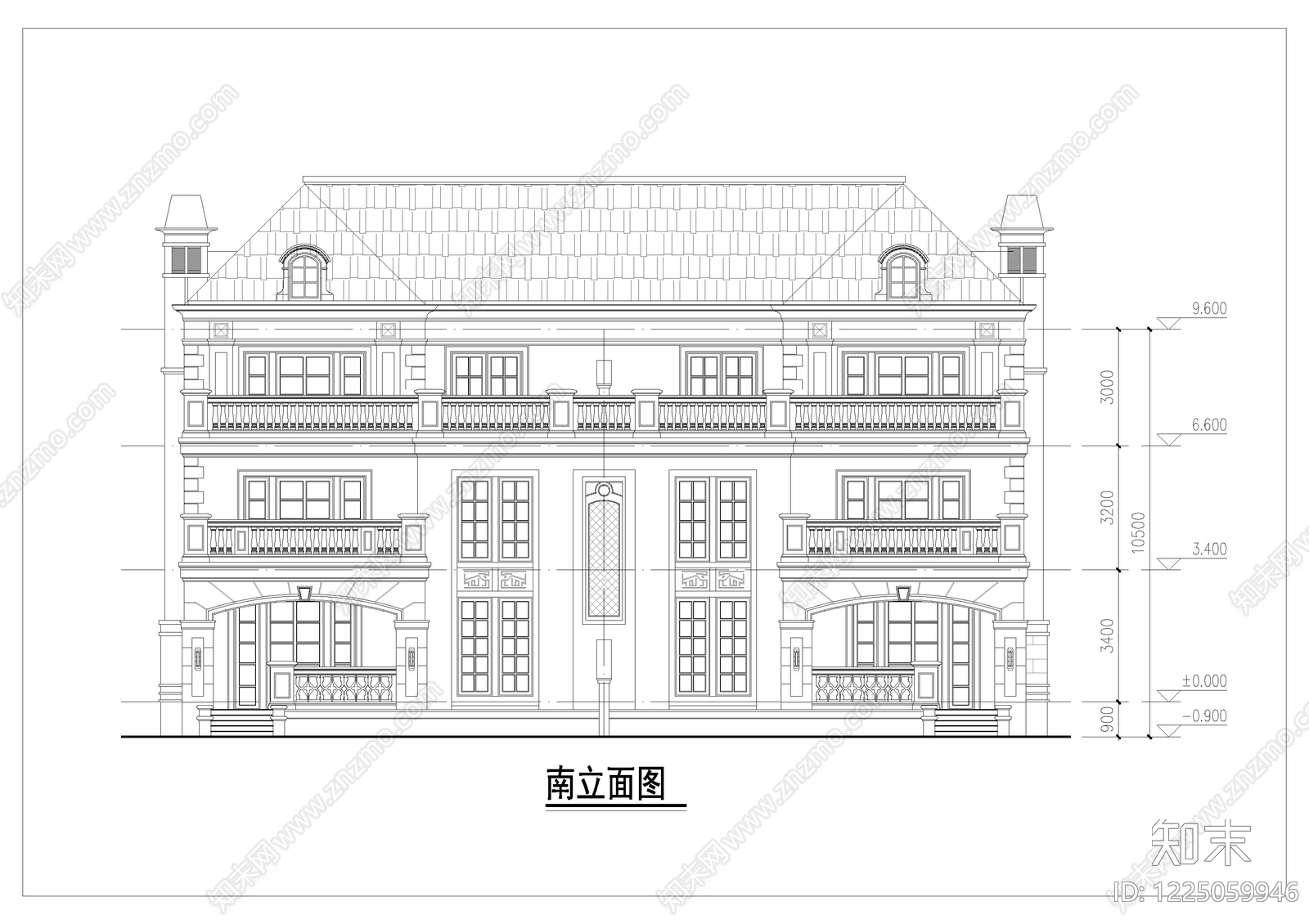 别墅建筑cad施工图下载【ID:1225059946】