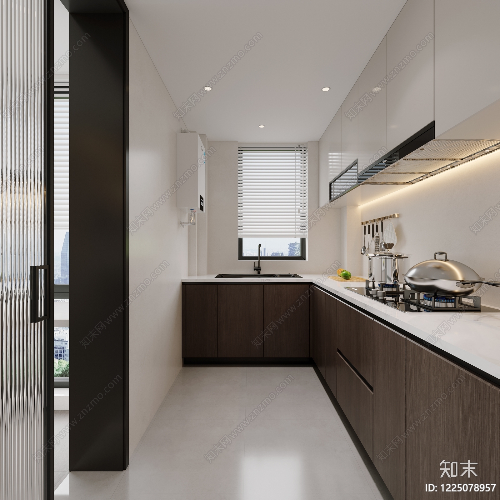 现代简约封闭式厨房3D模型下载【ID:1225078957】