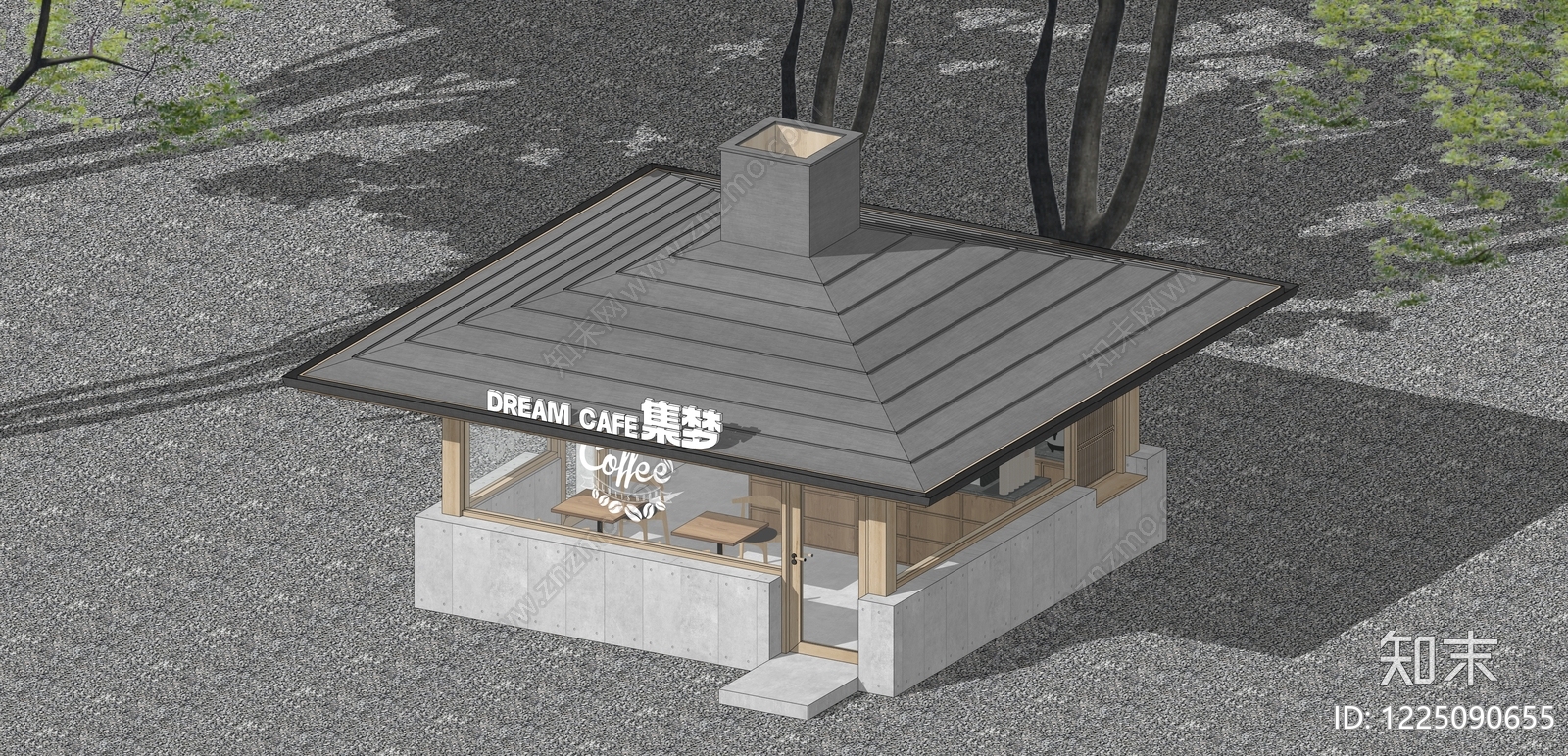 日式餐饮建筑SU模型下载【ID:1225090655】