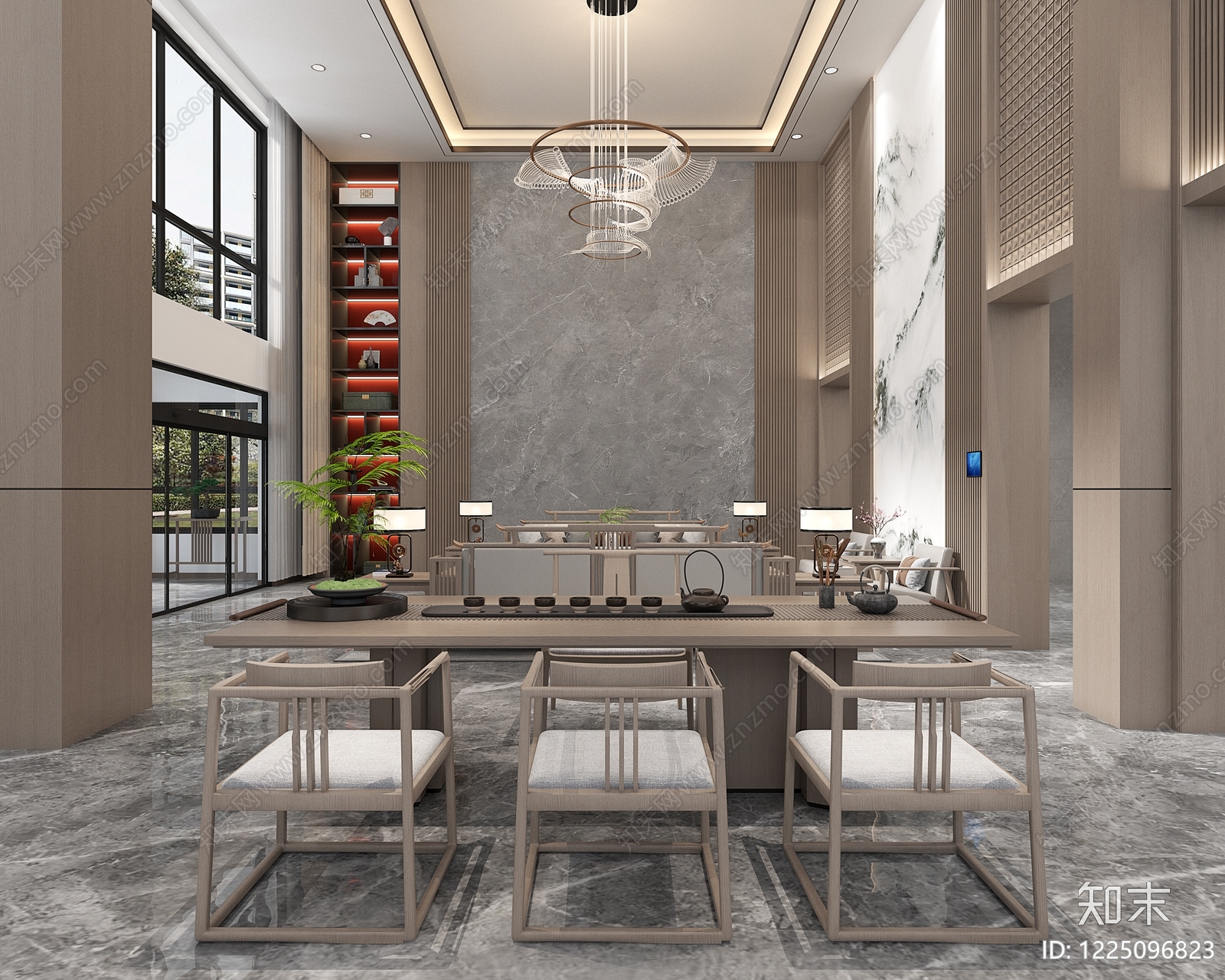 新中式接待室3D模型下载【ID:1225096823】