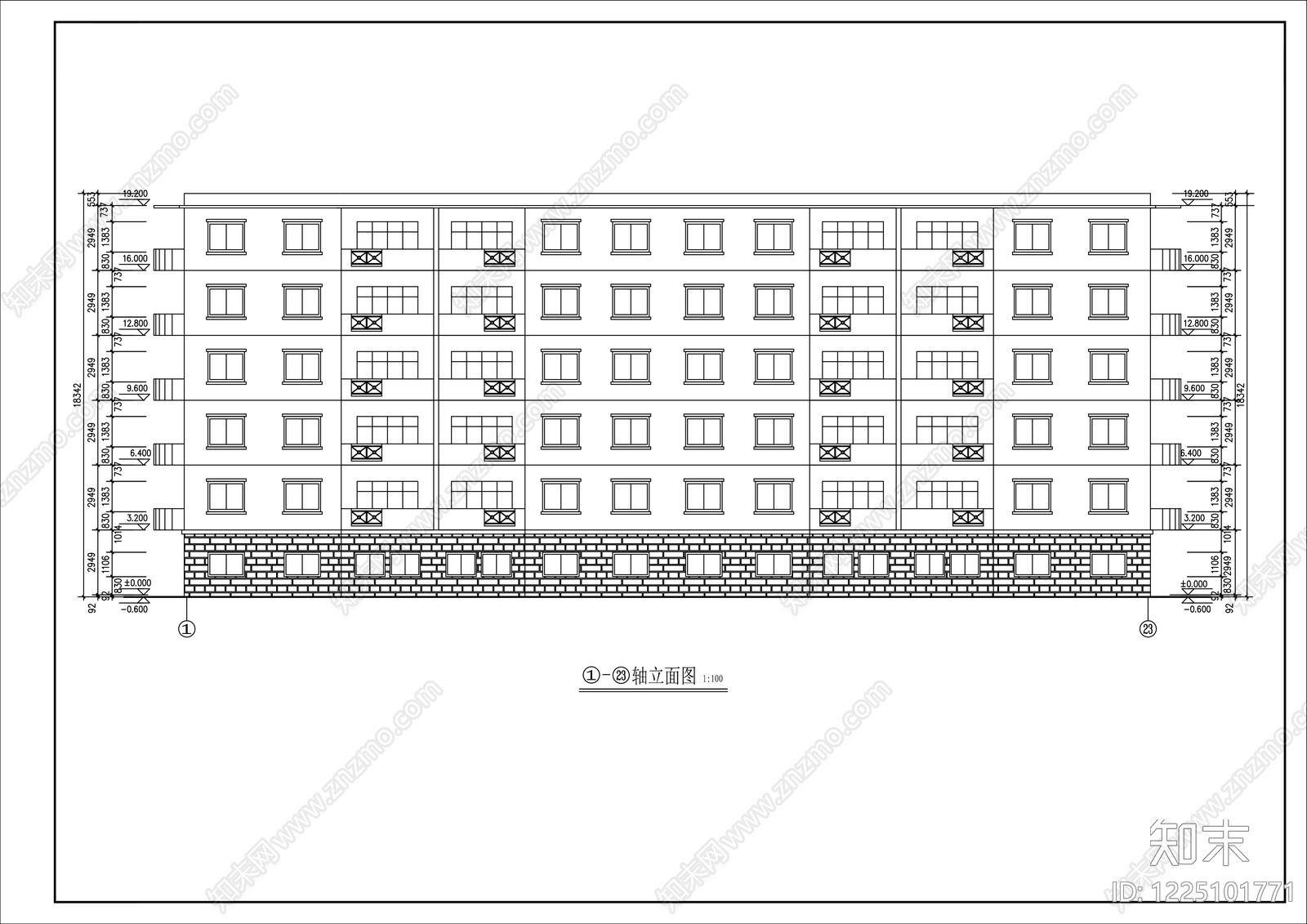 住宅楼建筑cad施工图下载【ID:1225101771】