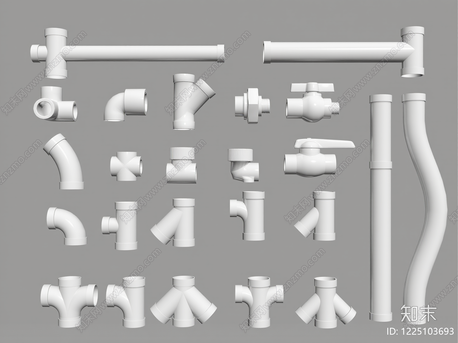 极简管道3D模型渲染效果图