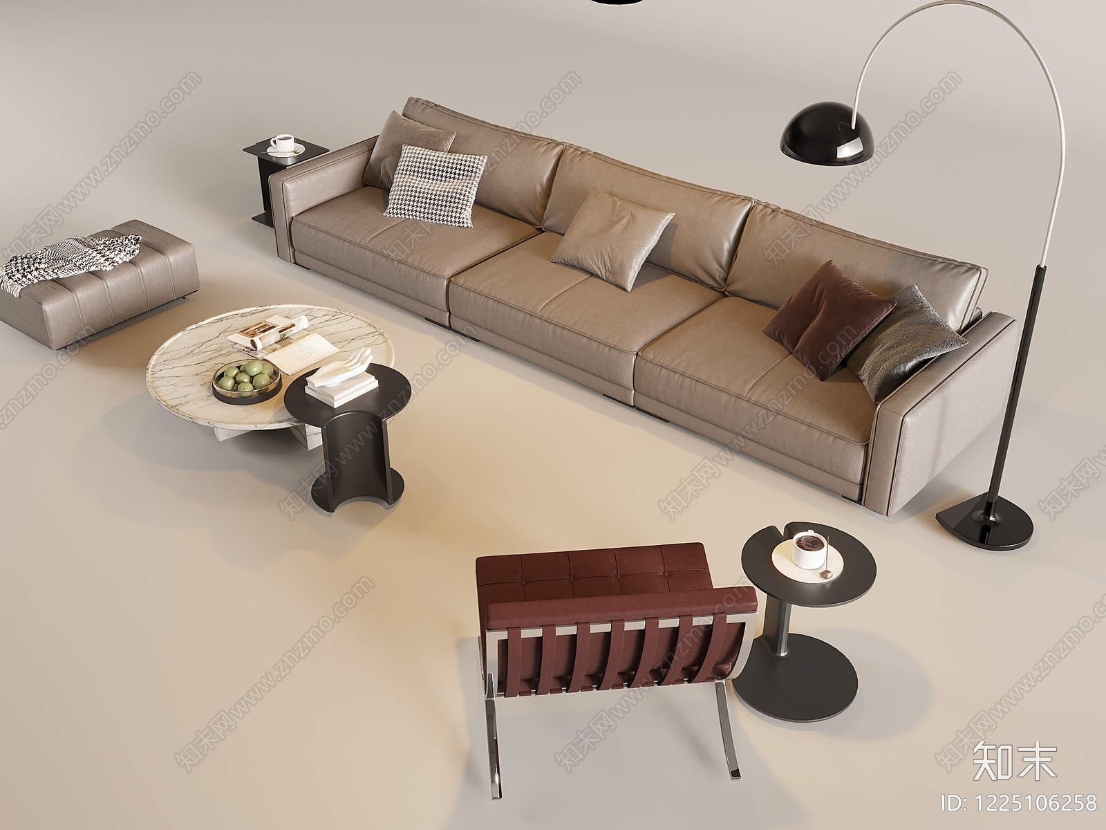 意式极简多人沙发3D模型下载【ID:1225106258】