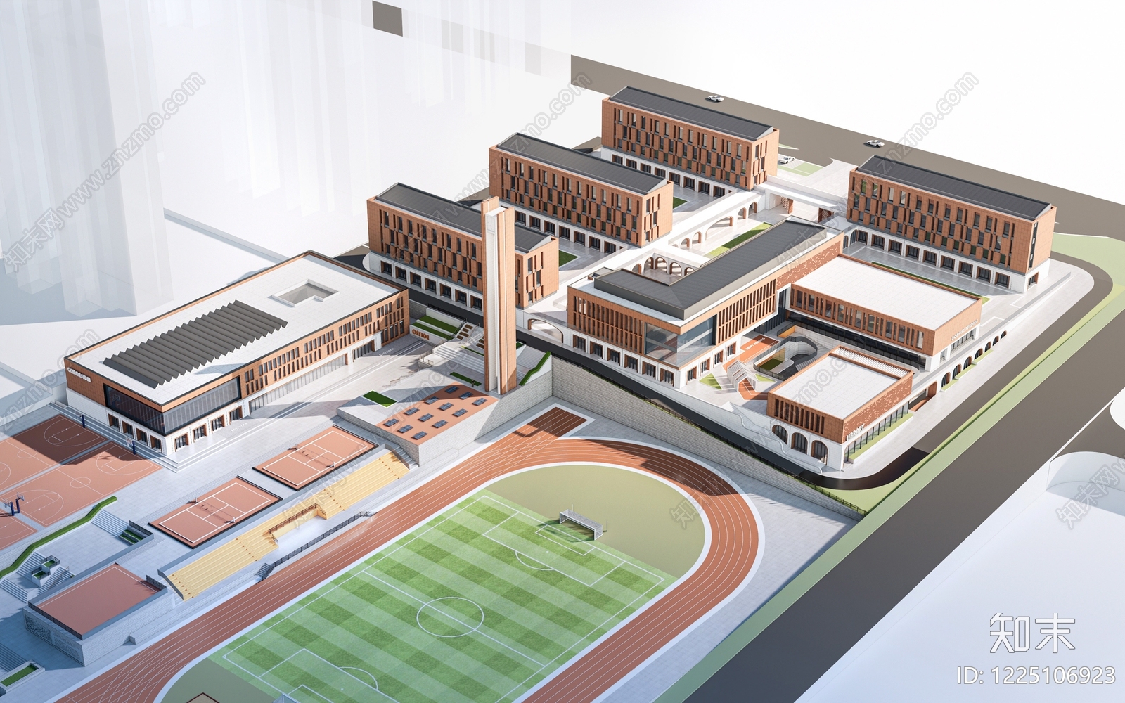 现代主义学校建筑SU模型下载【ID:1225106923】
