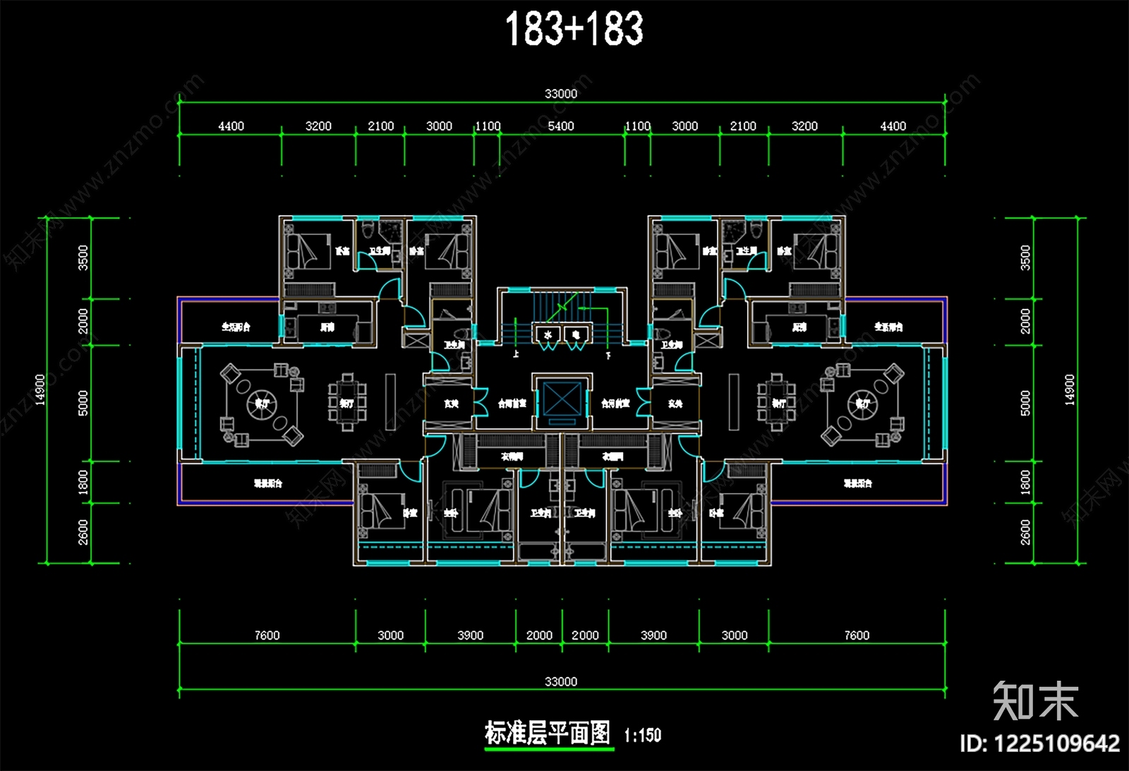 住宅楼建筑cad施工图下载【ID:1225109642】