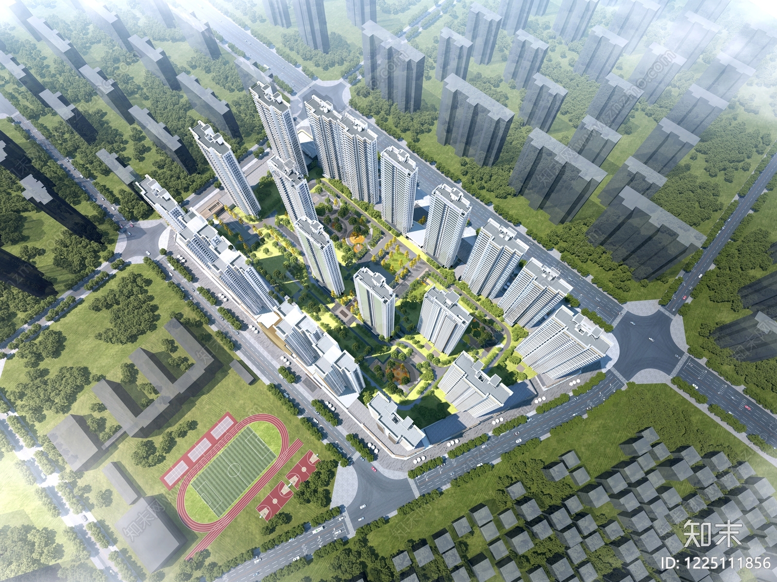 现代主义小高层住宅楼3D模型下载【ID:1225111856】