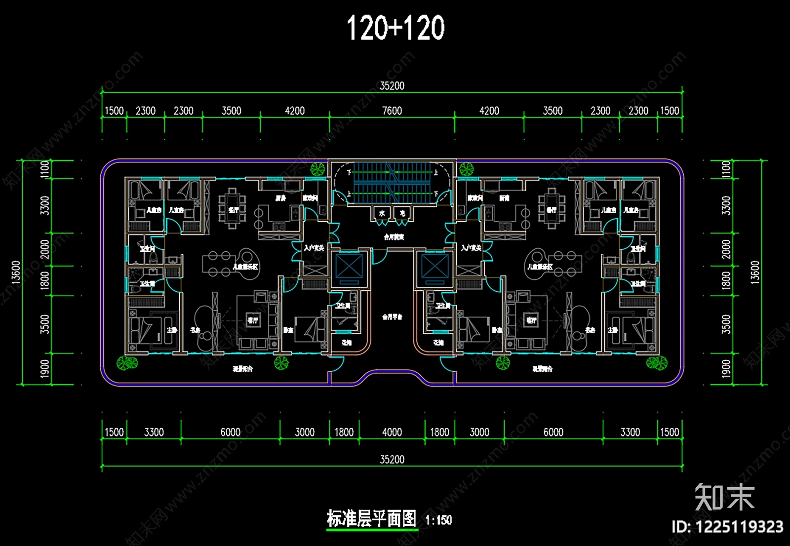 住宅楼建筑cad施工图下载【ID:1225119323】