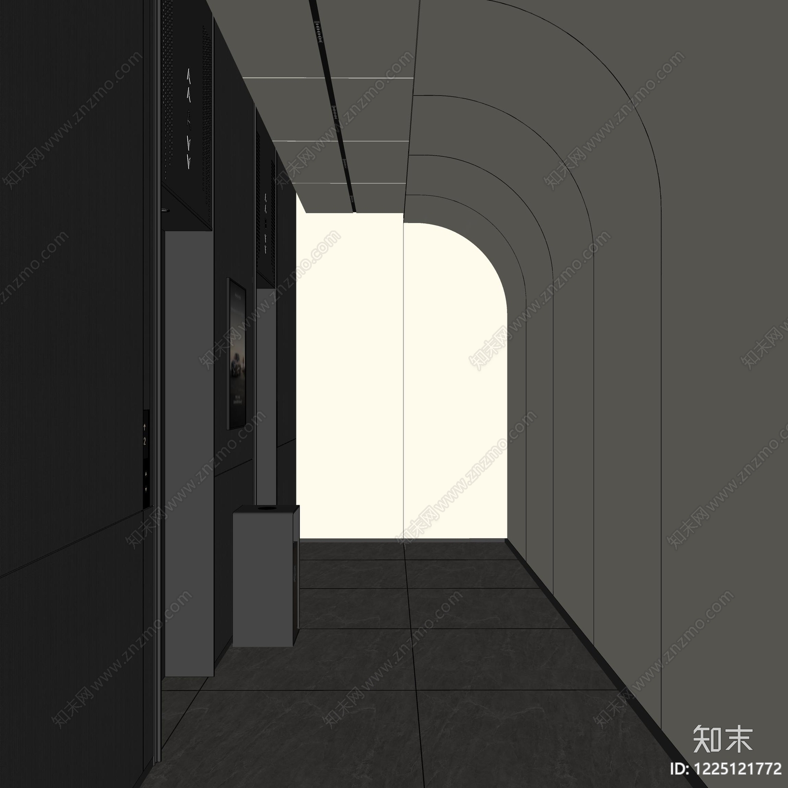 极简电梯厅SU模型下载【ID:1225121772】
