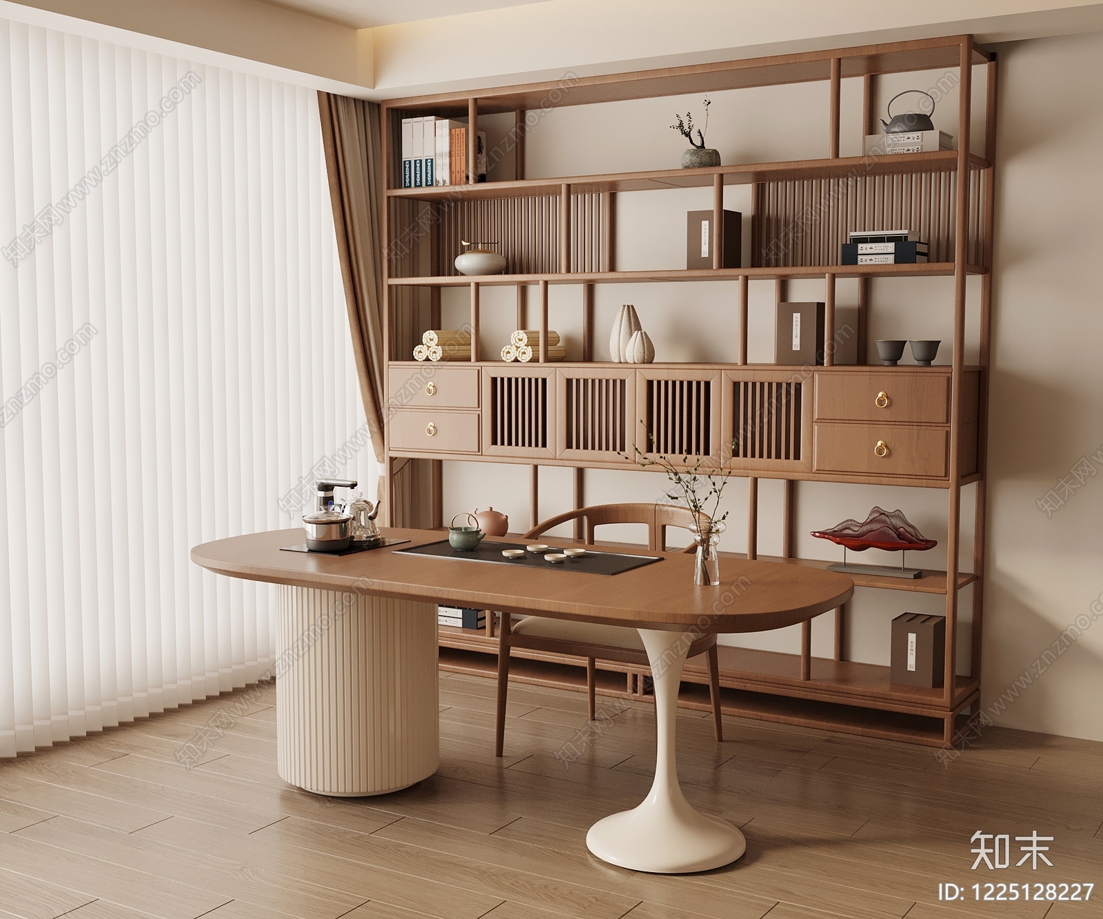 新中式茶室3D模型下载【ID:1225128227】