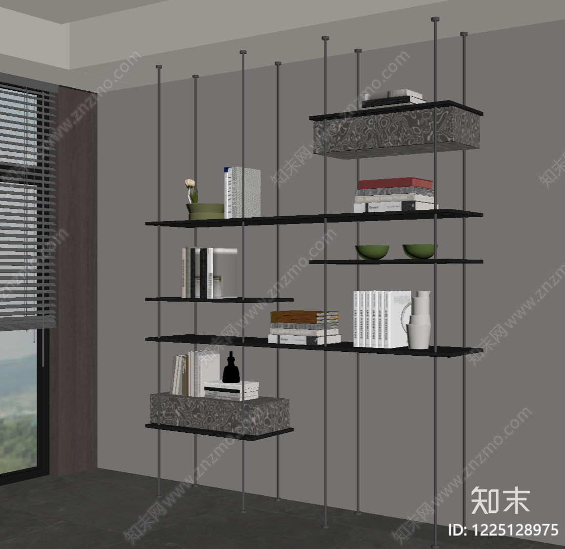 意式极简书架SU模型下载【ID:1225128975】