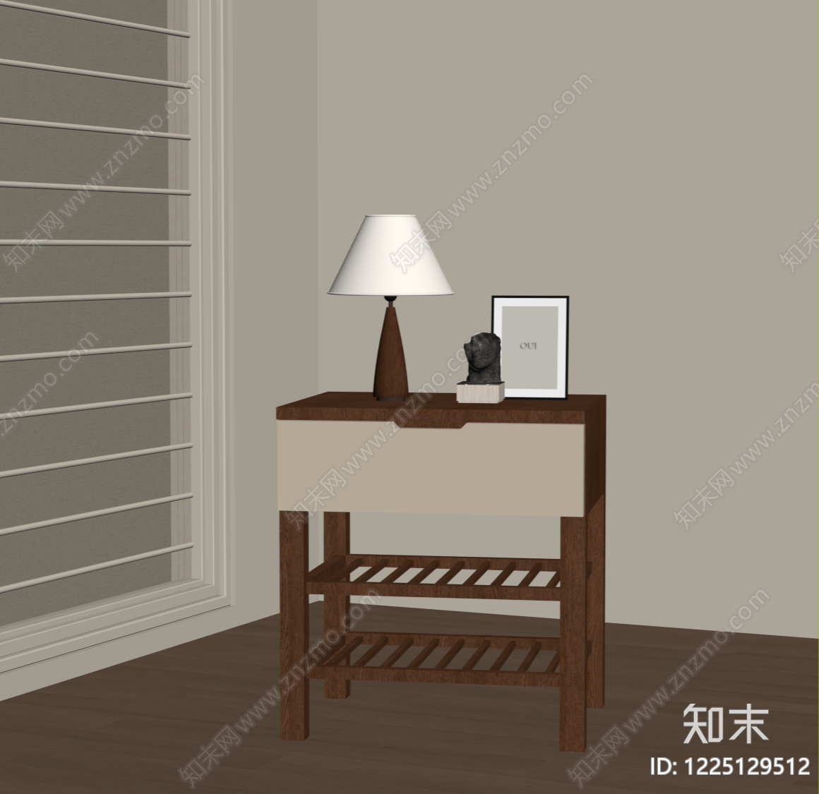现代简约床头柜SU模型下载【ID:1225129512】