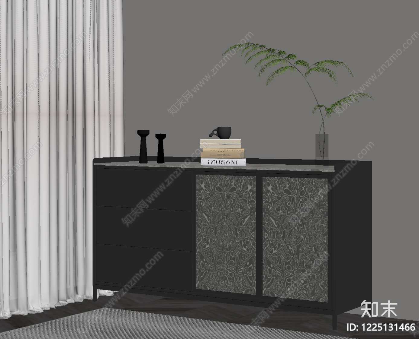 意式极简玄关柜SU模型下载【ID:1225131466】