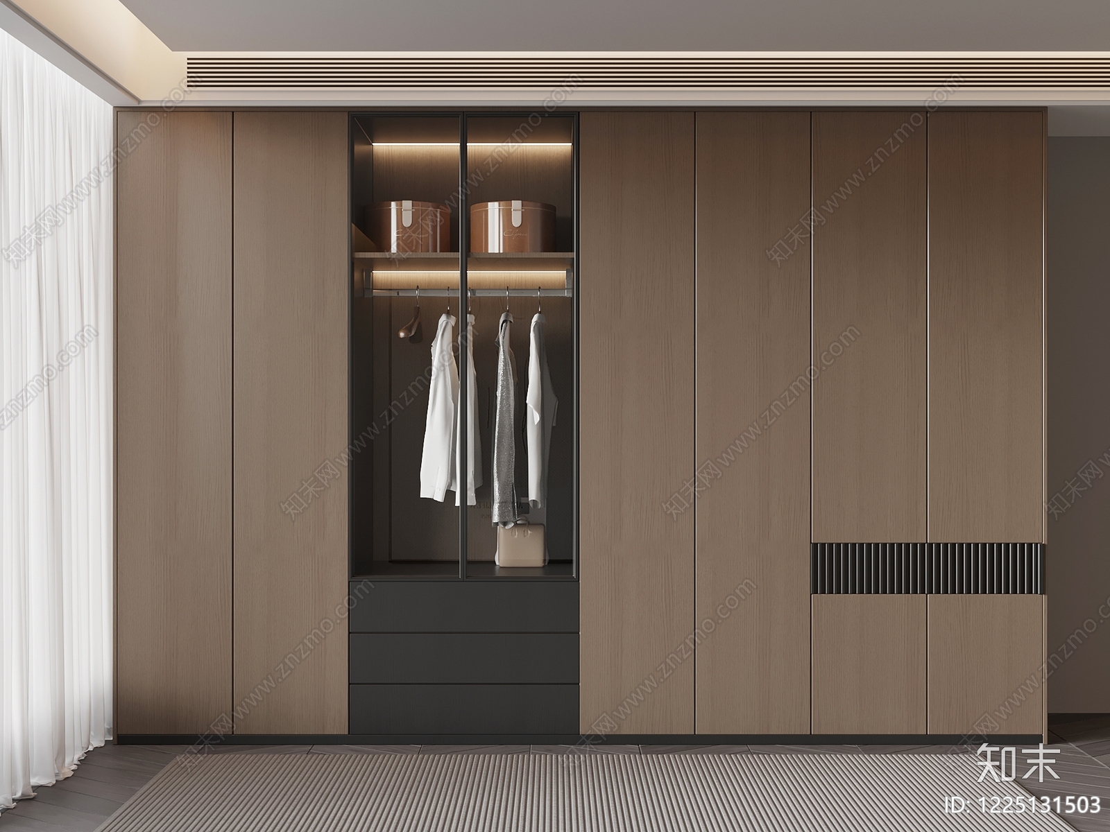 现代简约衣柜3D模型下载【ID:1225131503】
