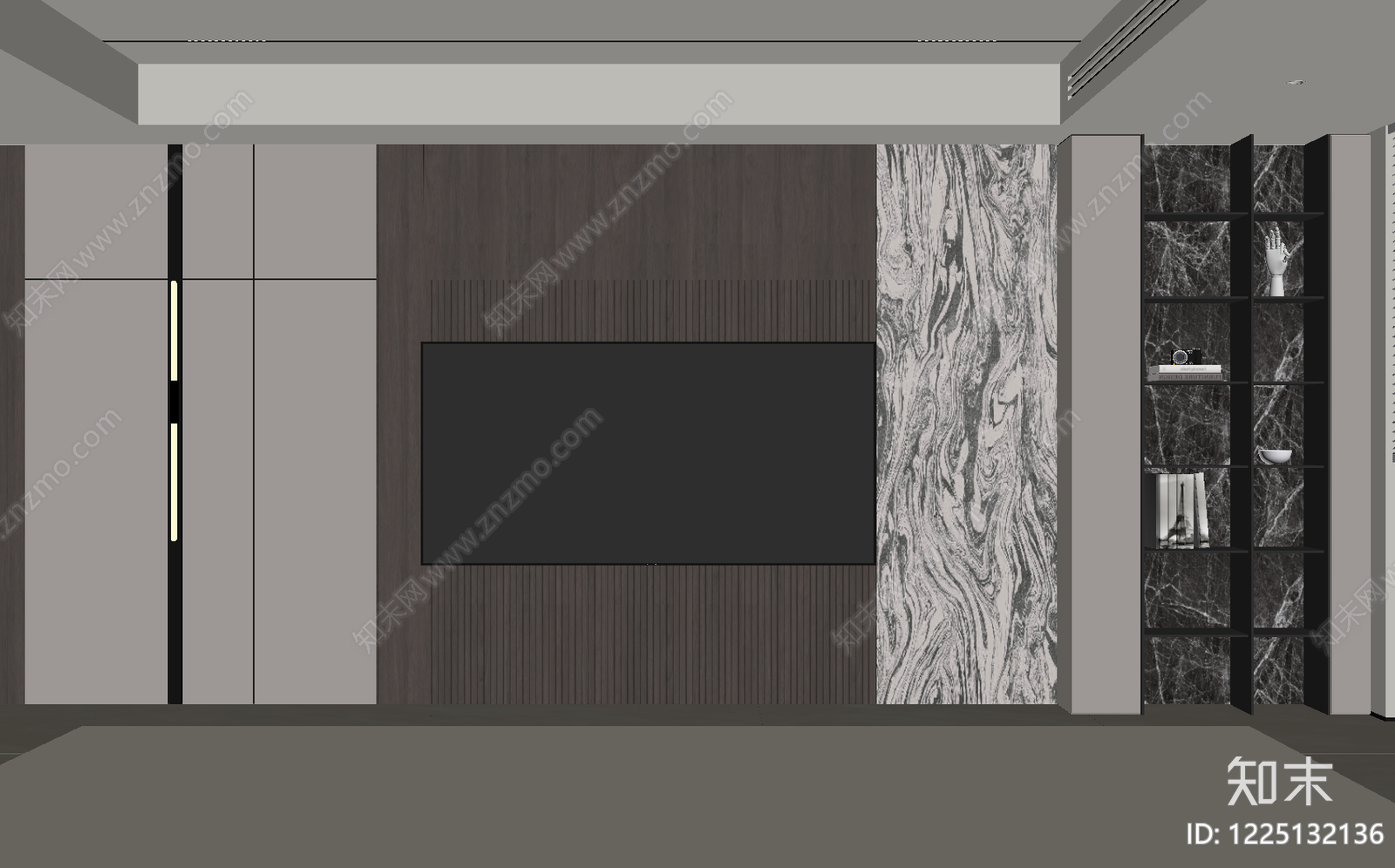 现代简约背景墙SU模型下载【ID:1225132136】