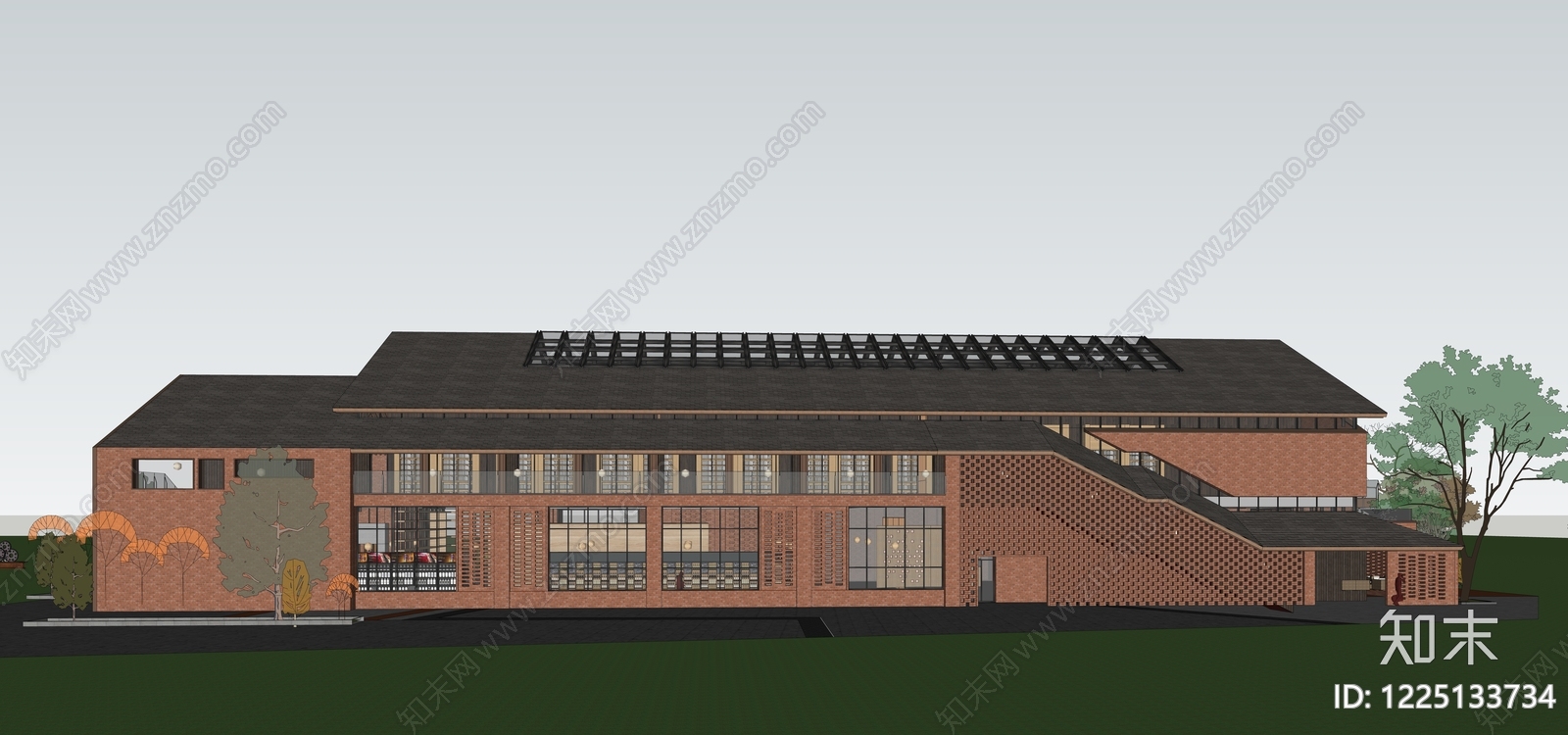 现代主义商场建筑SU模型下载【ID:1225133734】