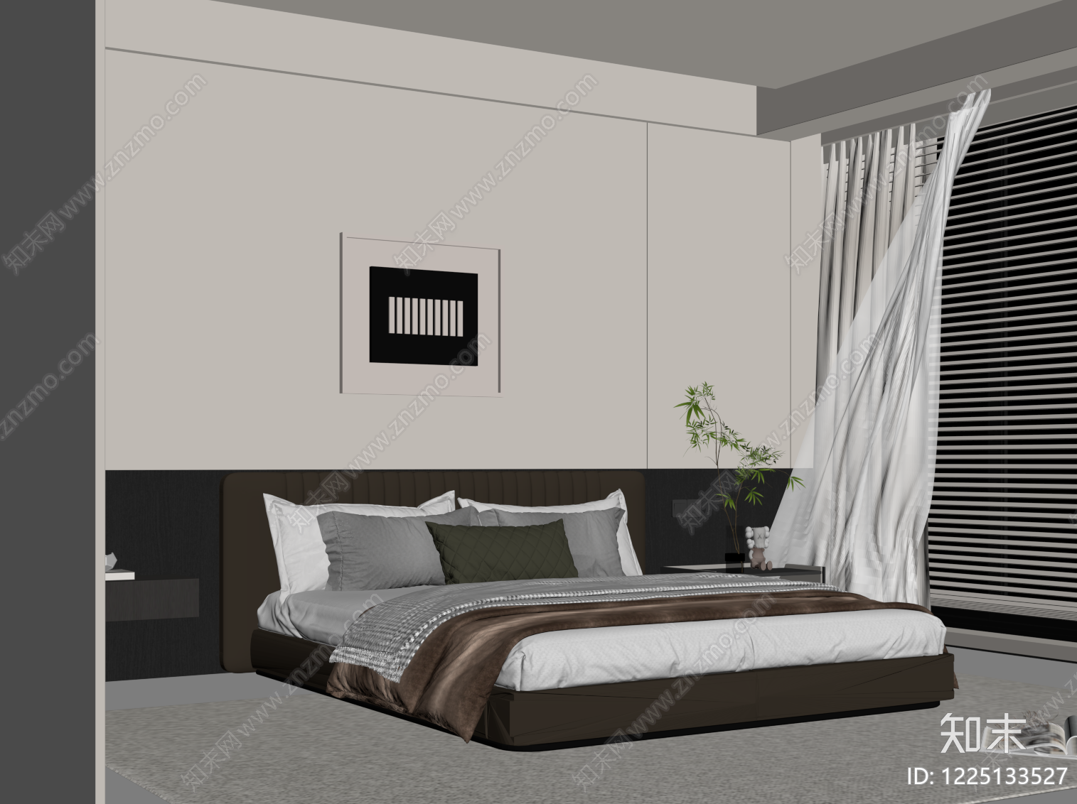 现代简约家居卧室SU模型下载【ID:1225133527】