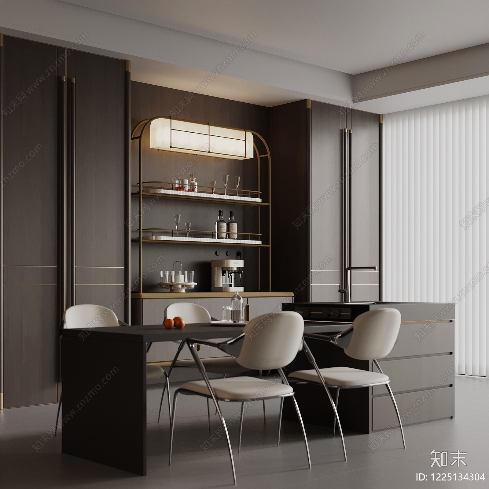 轻奢岛台餐厅3D模型下载【ID:1225134304】