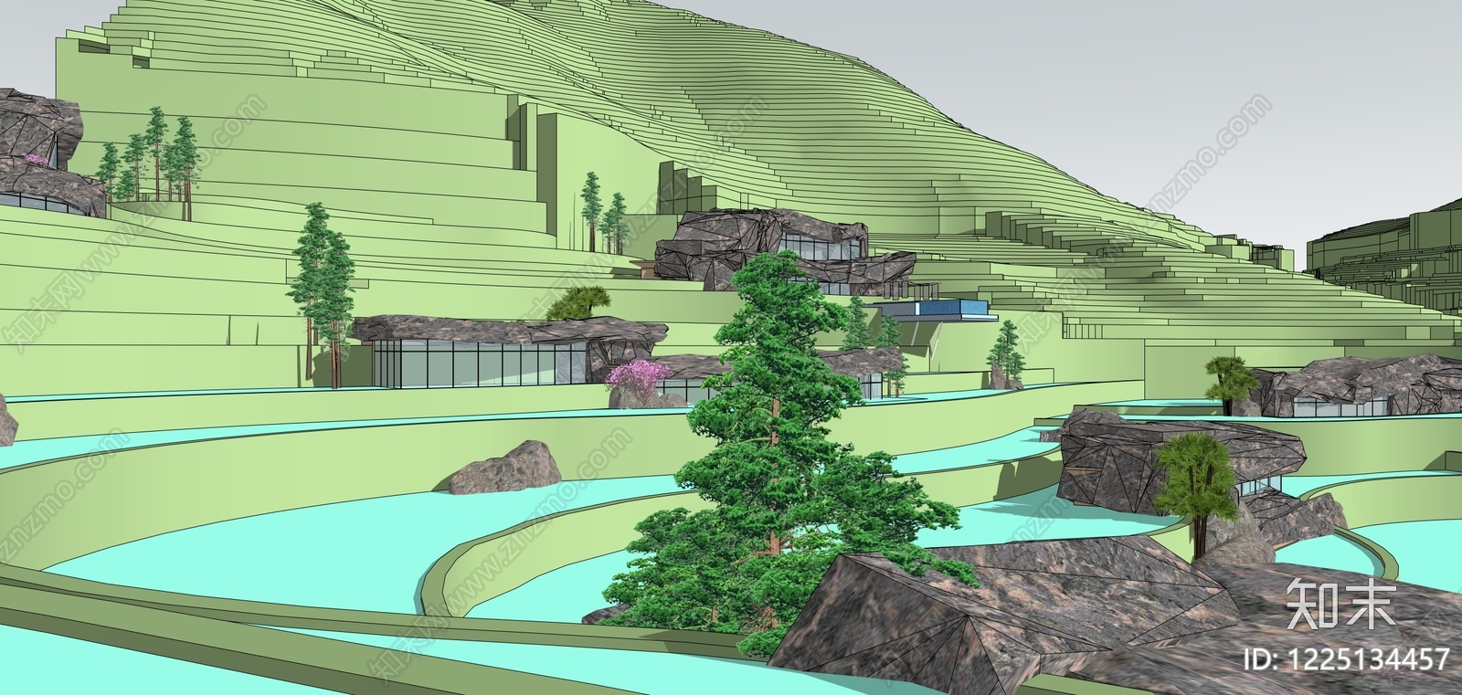 现代主义民宿建筑SU模型下载【ID:1225134457】