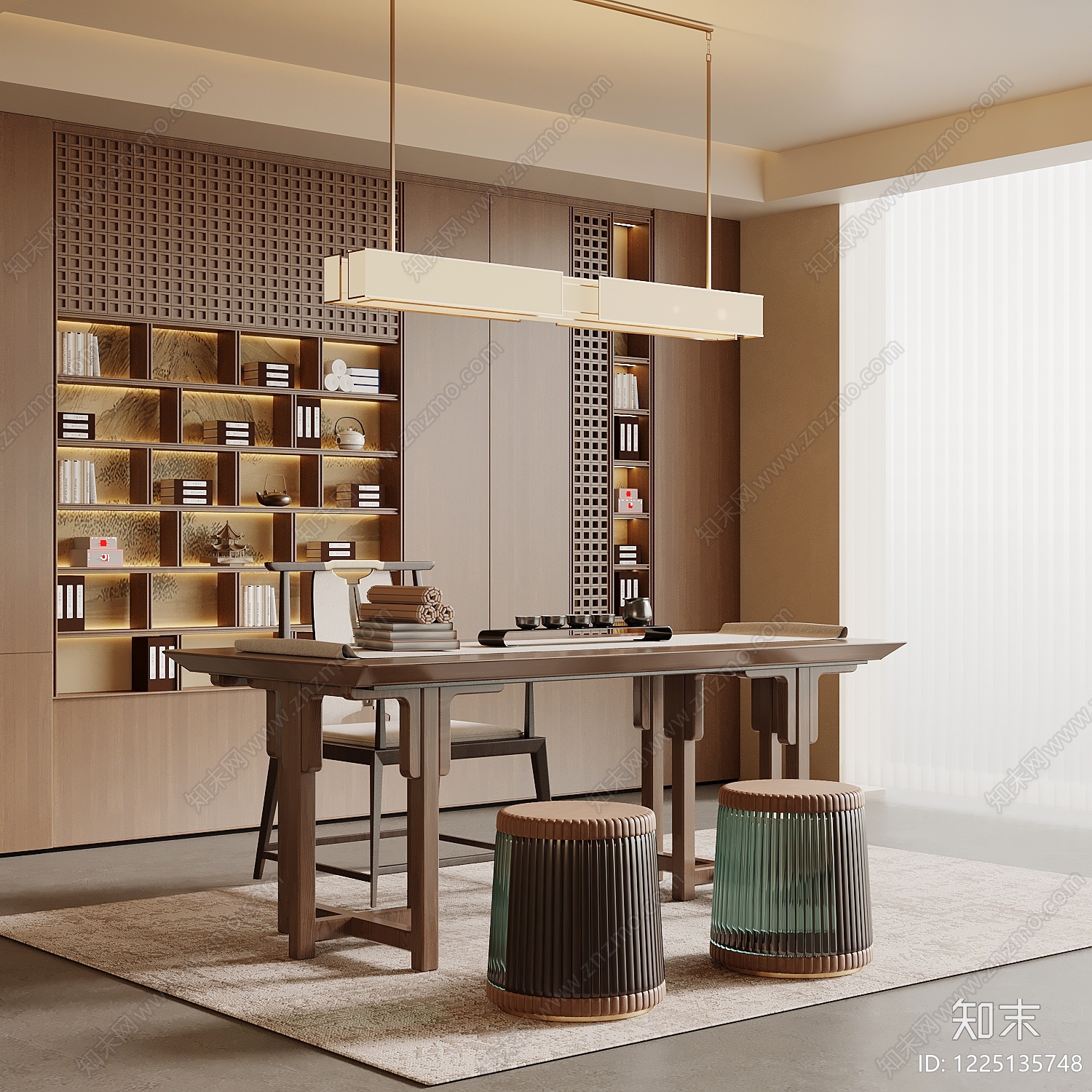 新中式茶室3D模型下载【ID:1225135748】