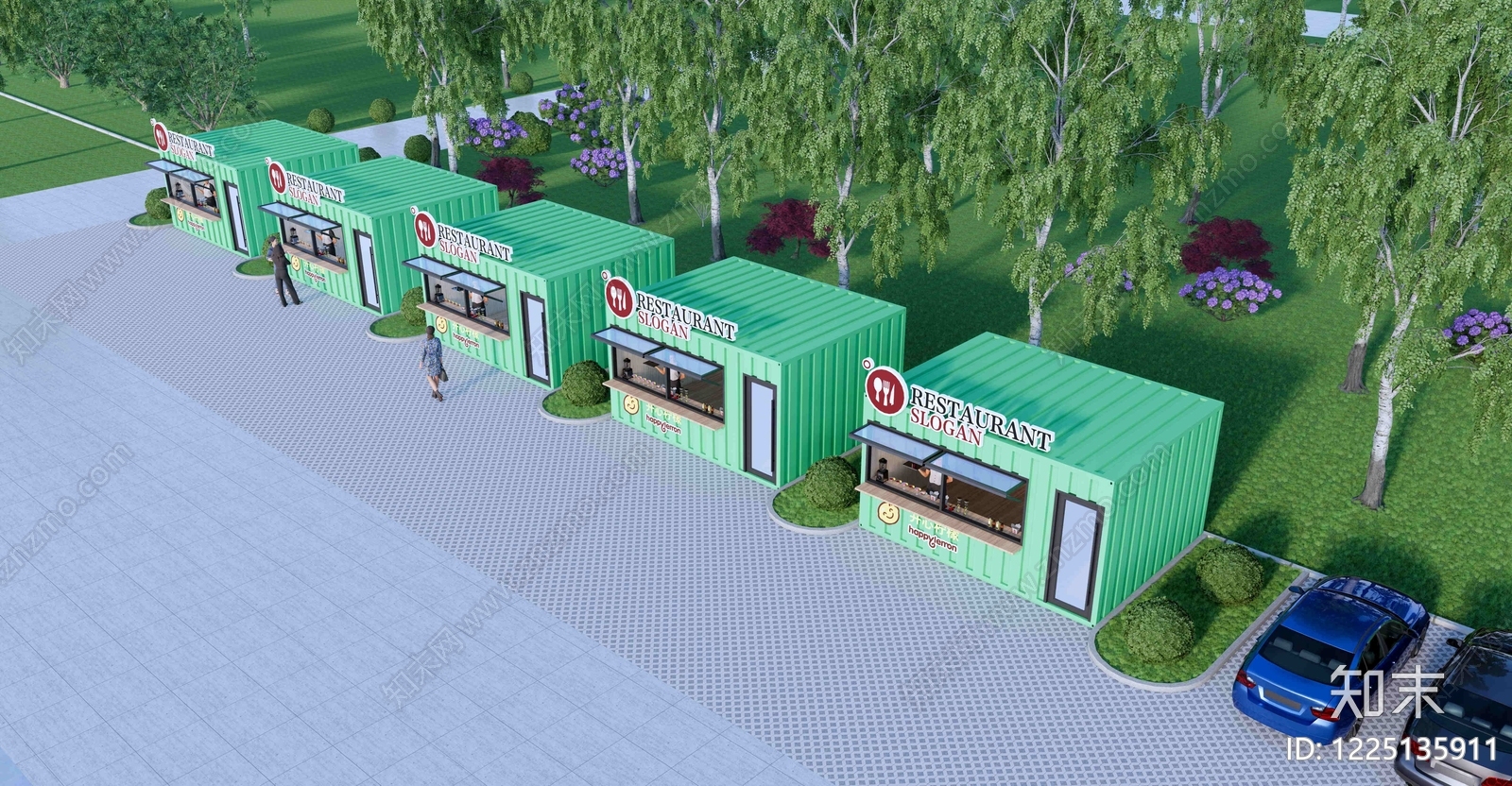 现代餐饮建筑SU模型下载【ID:1225135911】
