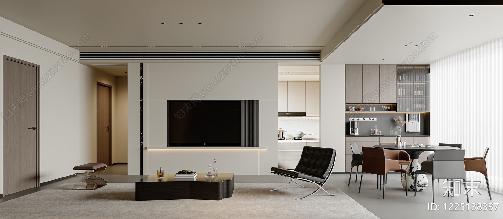 意式极简横厅3D模型下载【ID:1225138387】