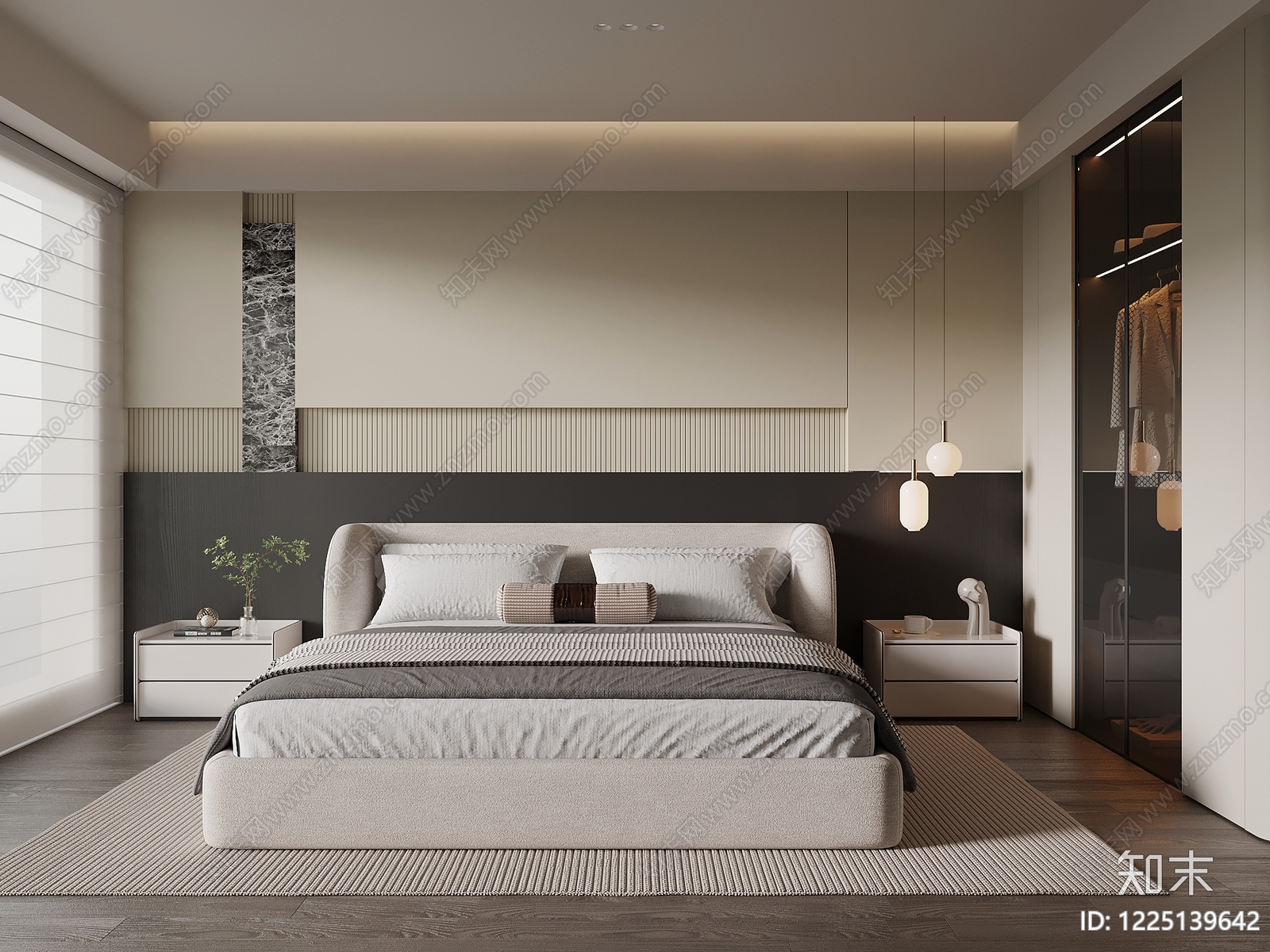 现代简约家居卧室3D模型下载【ID:1225139642】