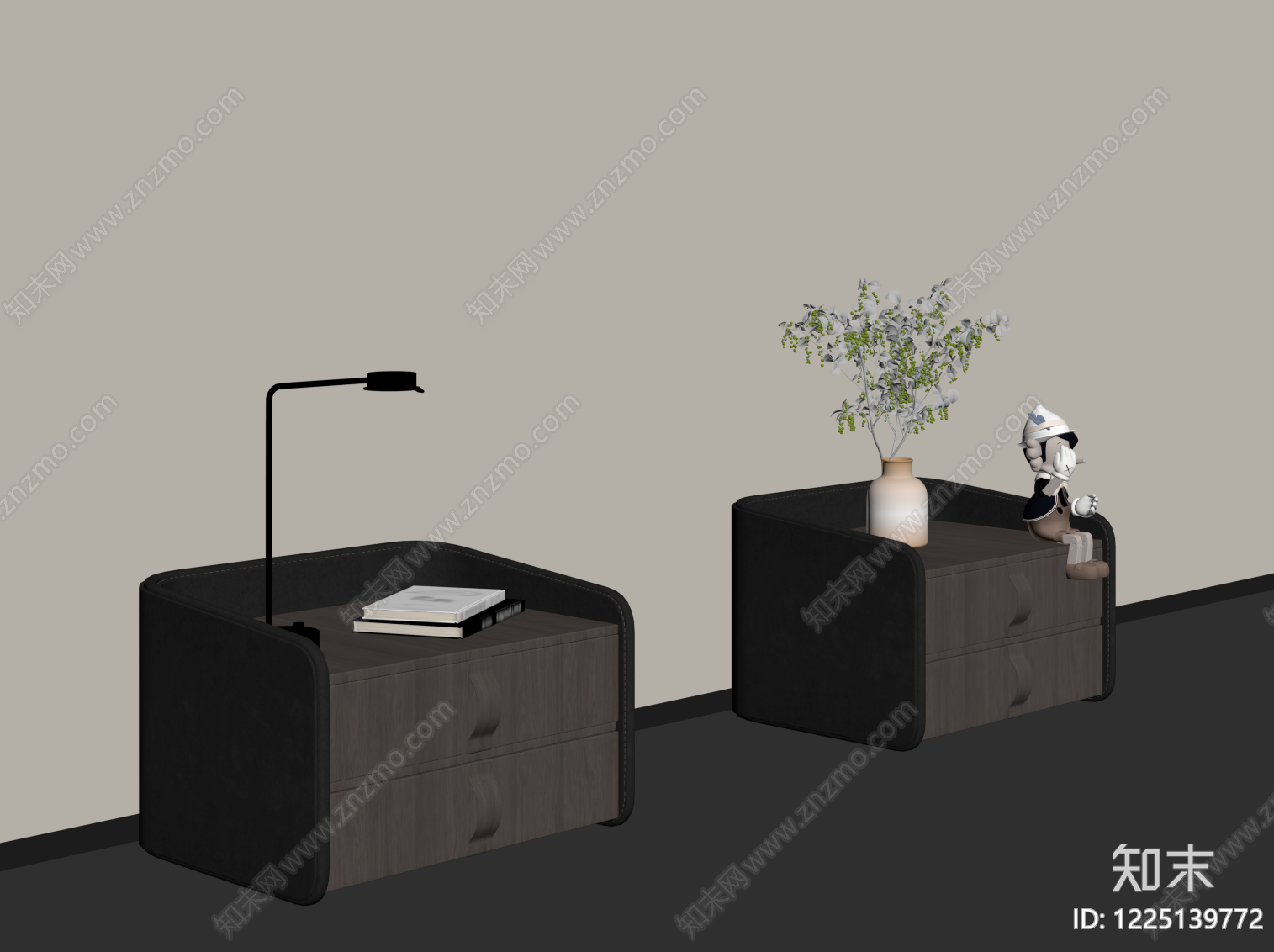轻奢床头柜SU模型下载【ID:1225139772】
