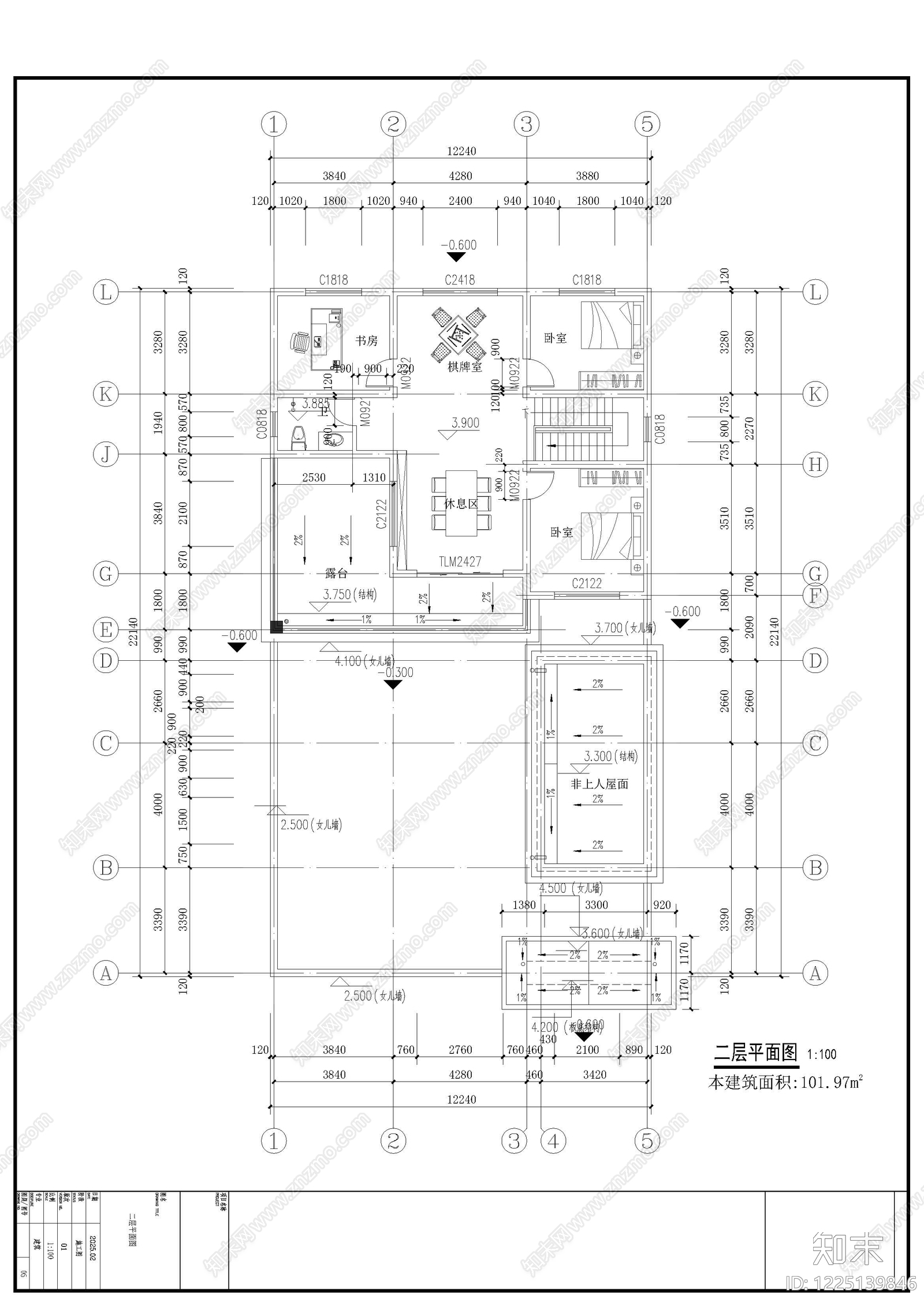 别墅建筑cad施工图下载【ID:1225139846】