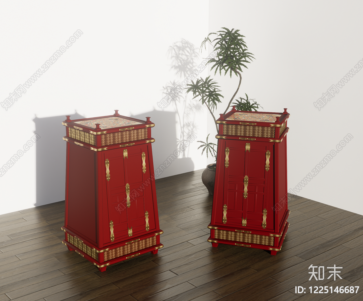 中式储物柜SU模型草图