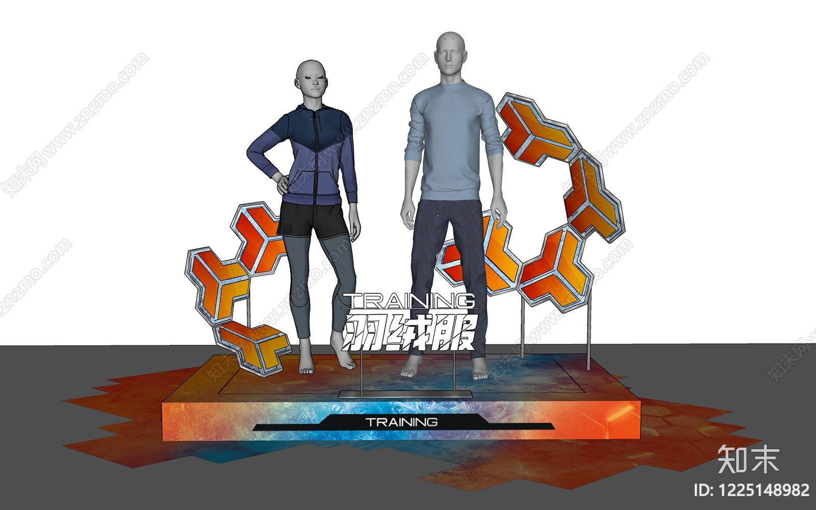 现代橱窗美陈SU模型下载【ID:1225148982】