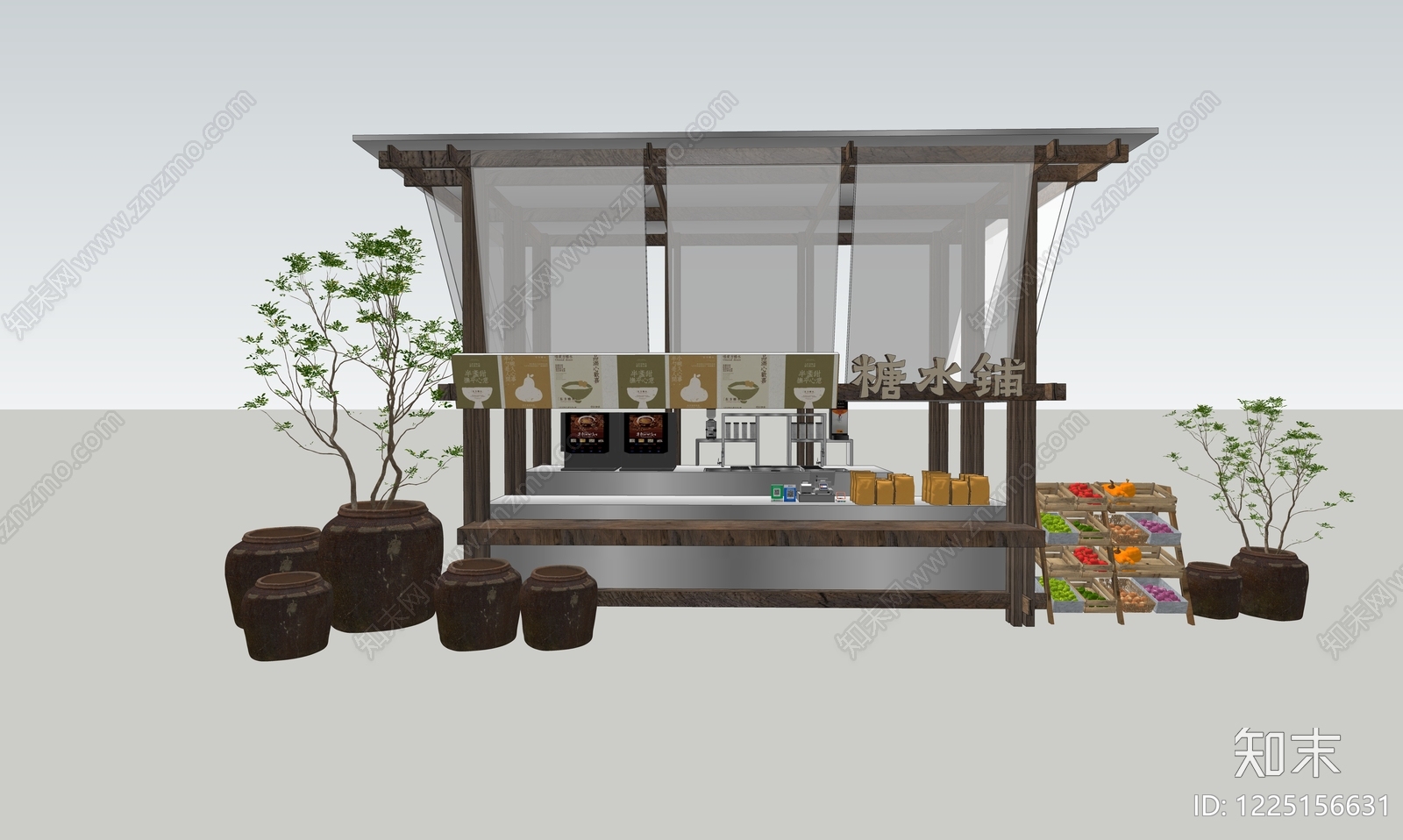 新中式甜品面包店SU模型下载【ID:1225156631】