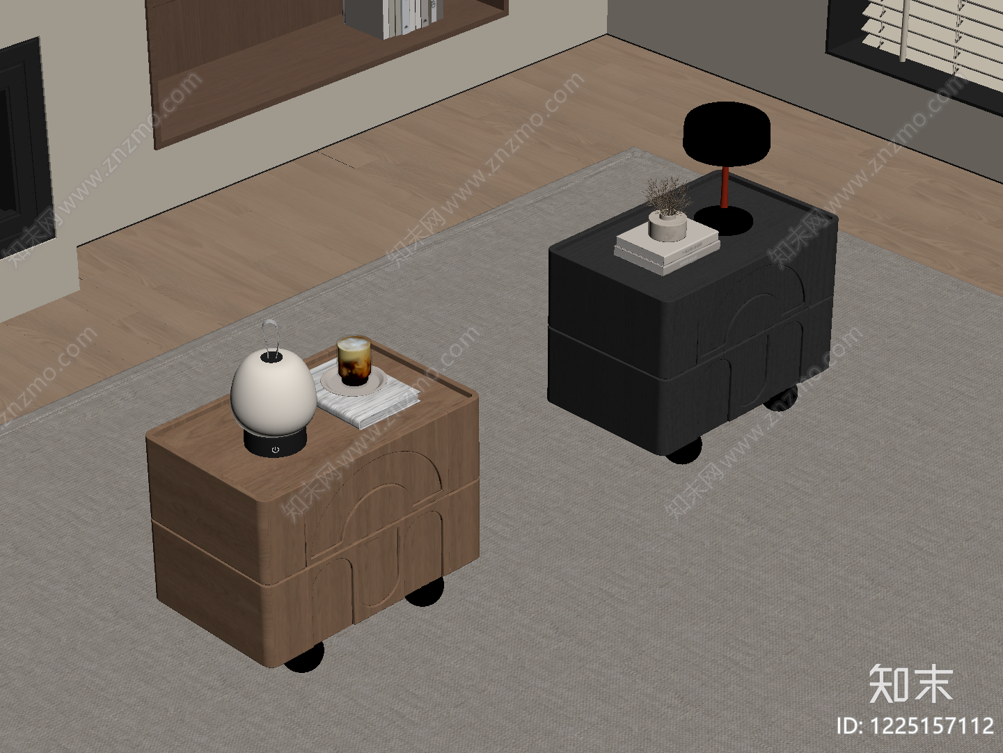 轻奢床头柜SU模型下载【ID:1225157112】