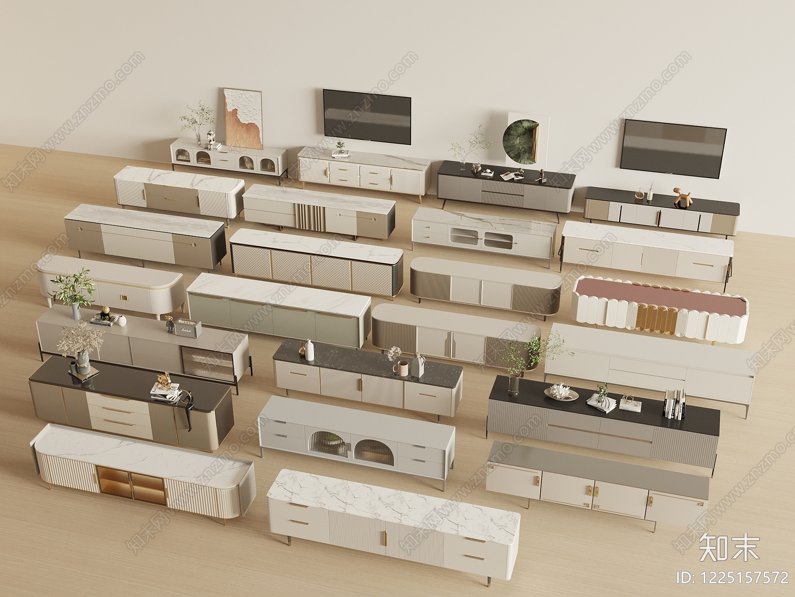 轻奢电视柜3D模型下载【ID:1225157572】