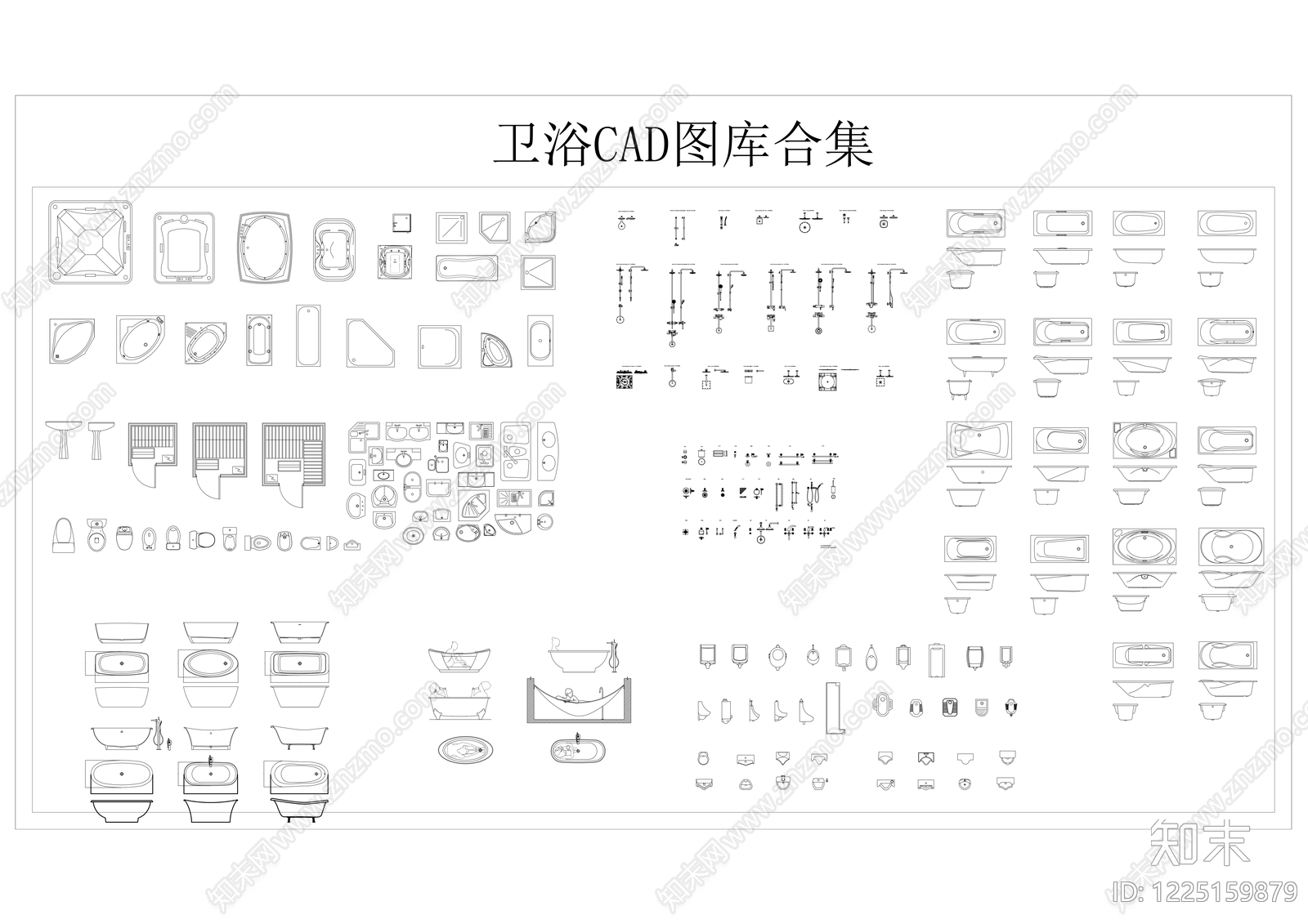 卫浴设施cad施工图下载【ID:1225159879】