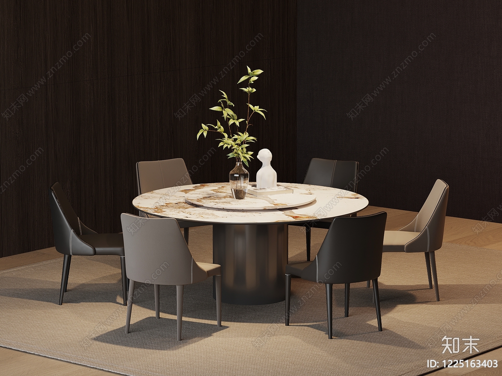 意式极简餐桌椅3D模型下载【ID:1225163403】