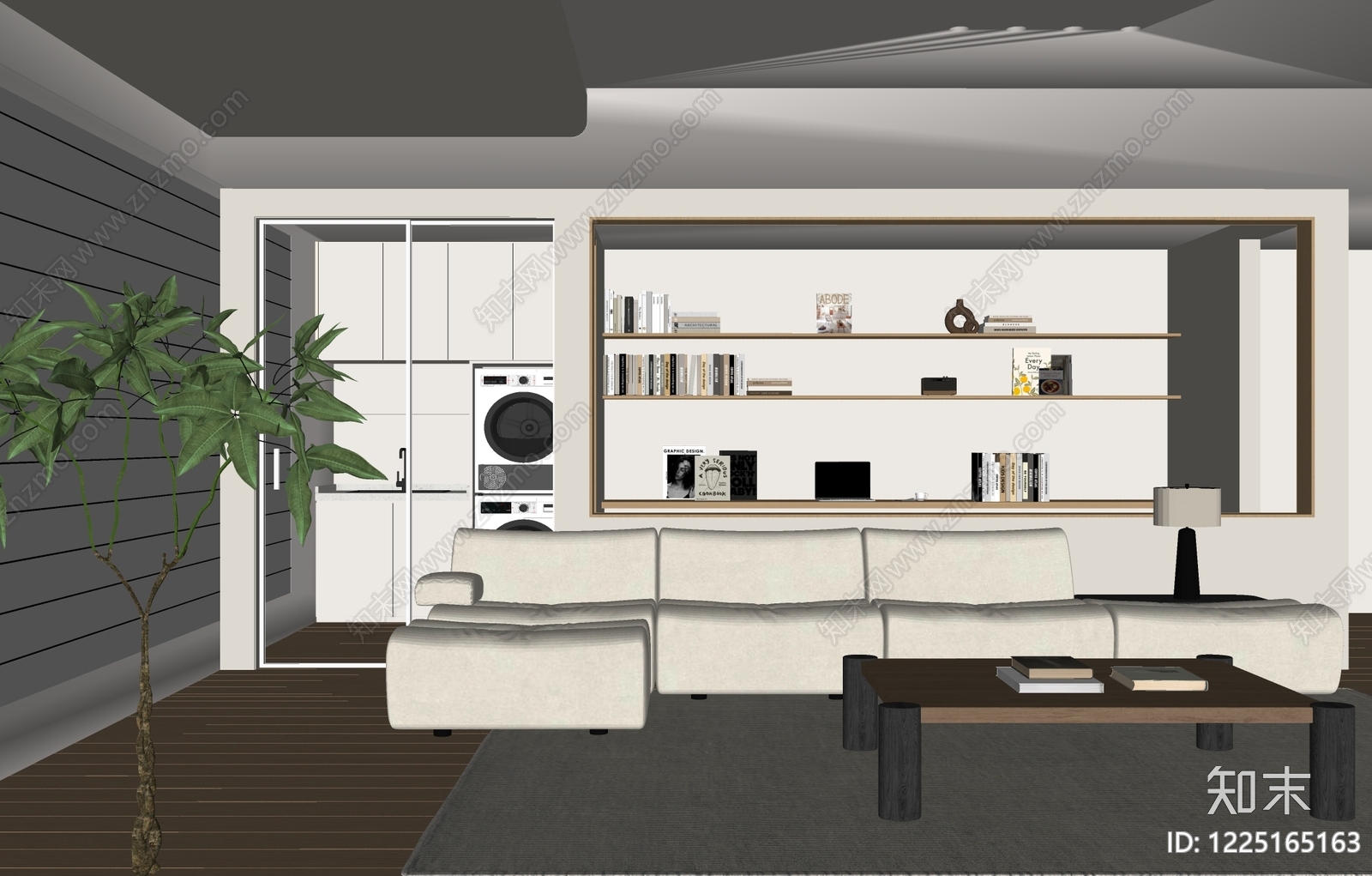 现代简约家居客厅SU模型下载【ID:1225165163】