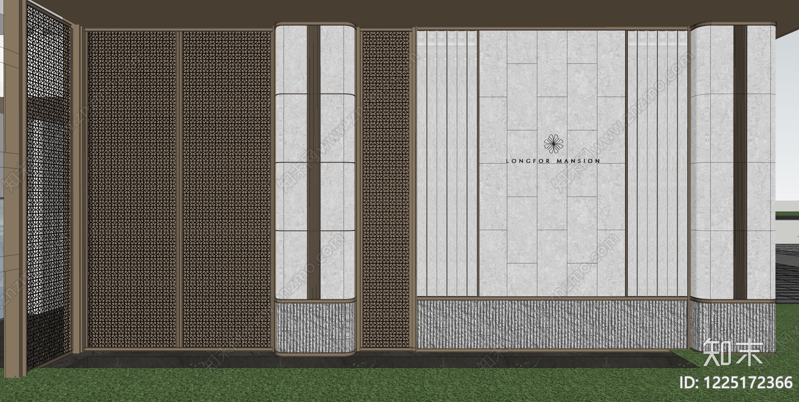 新中式小区建筑SU模型下载【ID:1225172366】