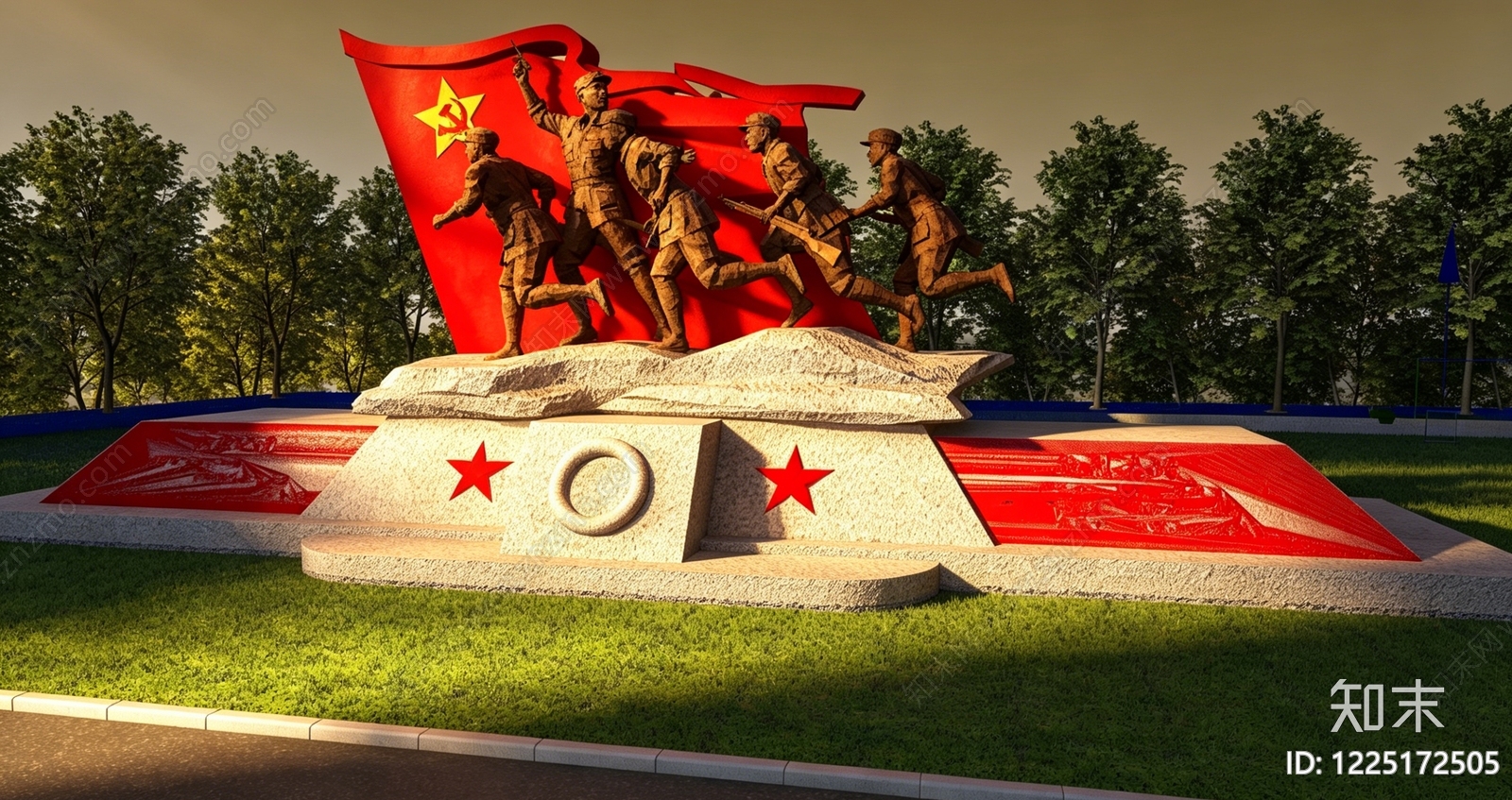 中式景观雕塑3D模型下载【ID:1225172505】