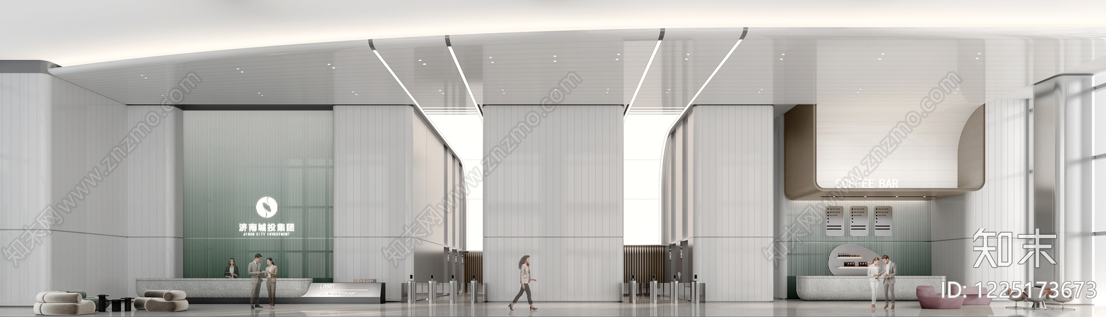 现代办公大厅3D模型下载【ID:1225173673】