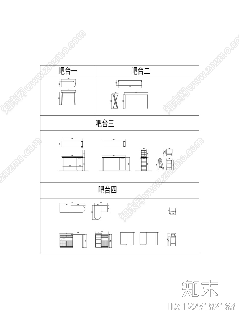 吧台cad施工图下载【ID:1225182163】